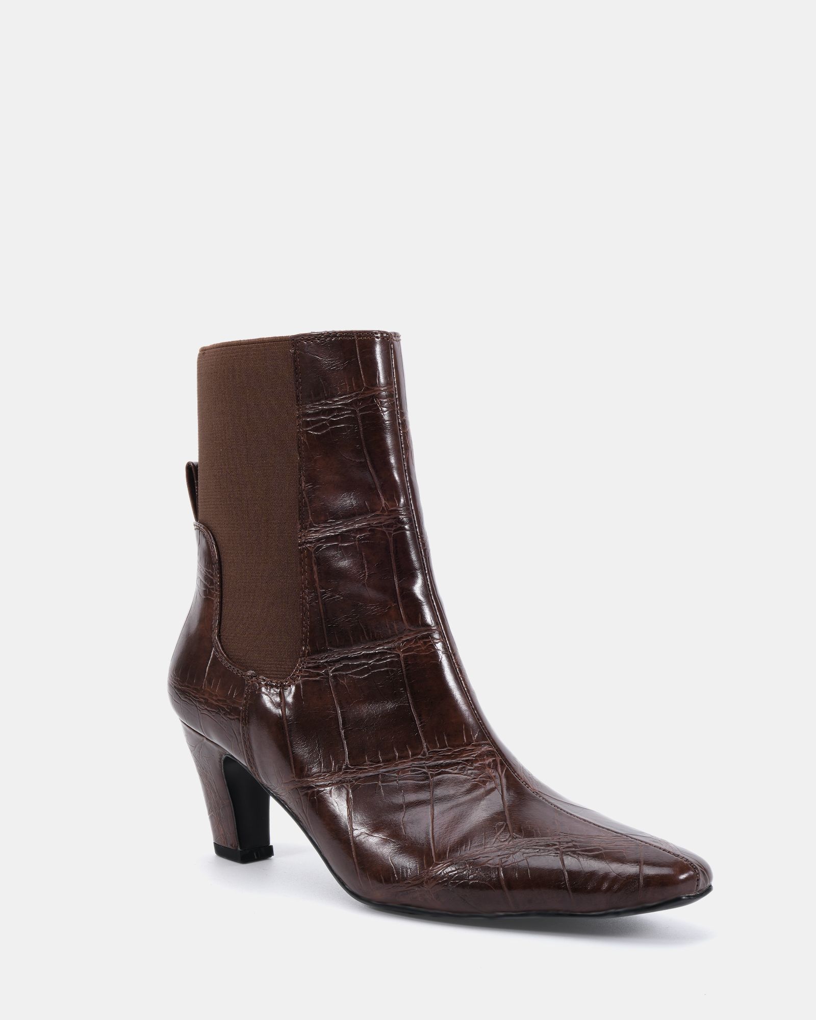 WIDE FIT KENNEDY Burgundy Curved Mid Heel Chelsea Ankle Boot