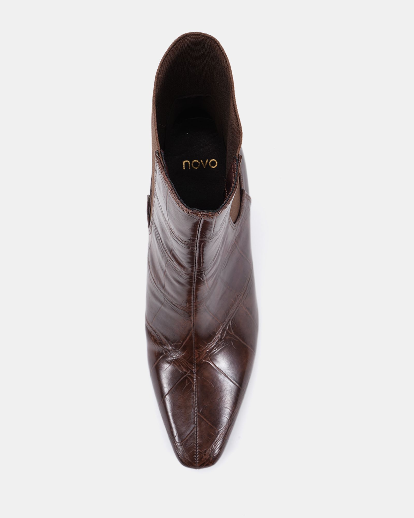 KENNEDY Brown Curved Mid Heel Chelsea Ankle Boot