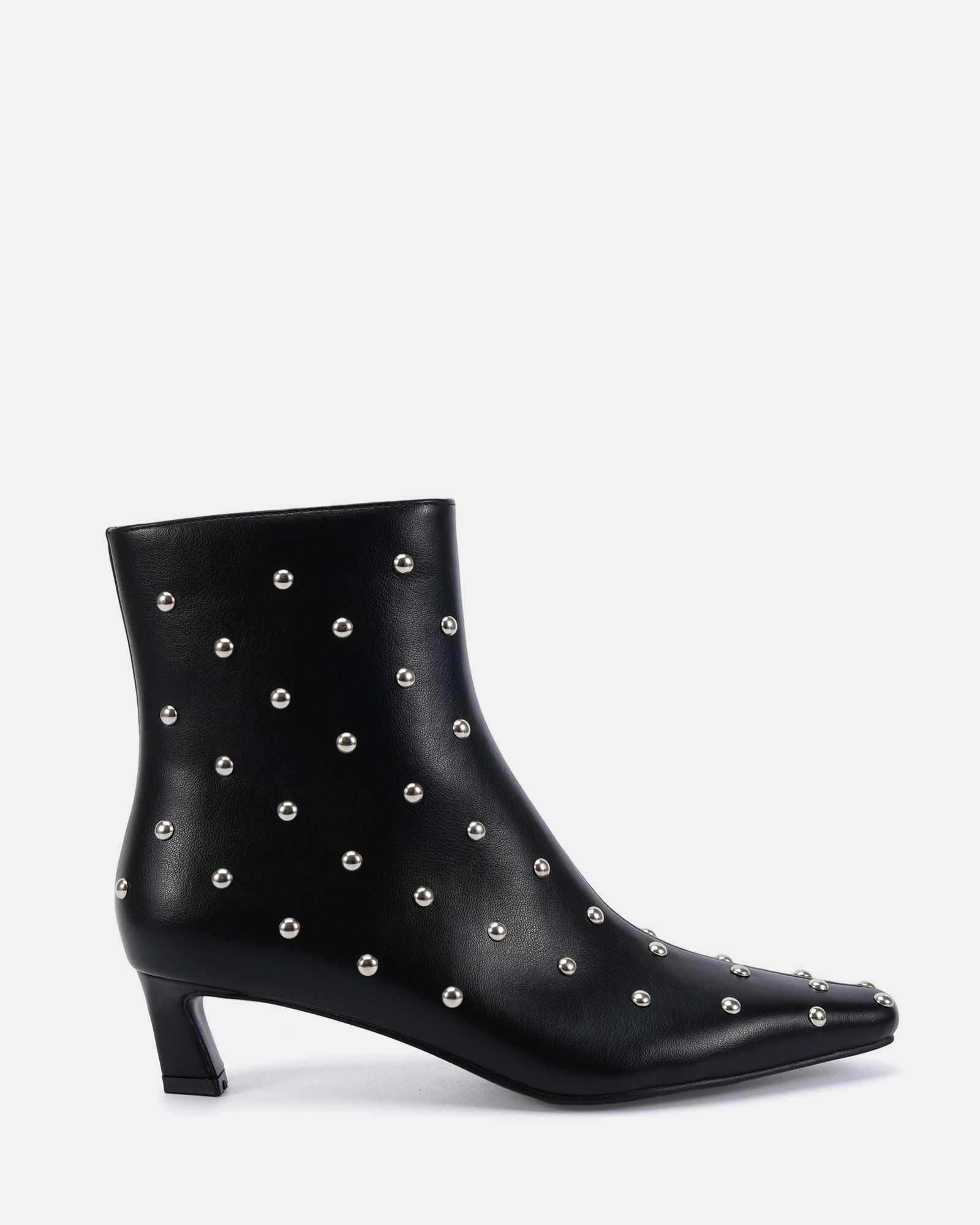 Kiki Black Studded Low Heel Ankle Boot