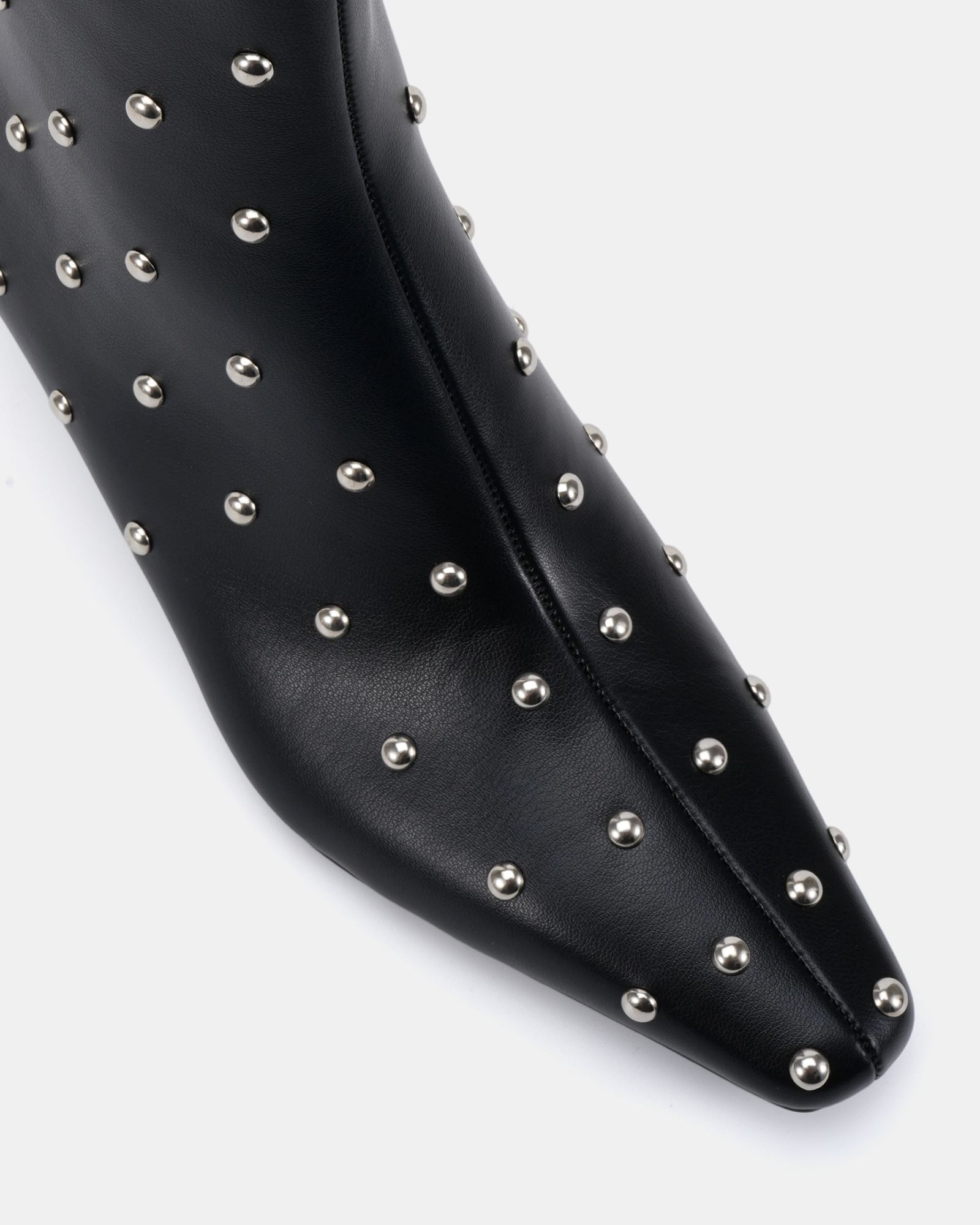 Wide Fit Kiki Black Studded Low Heel Ankle Boot