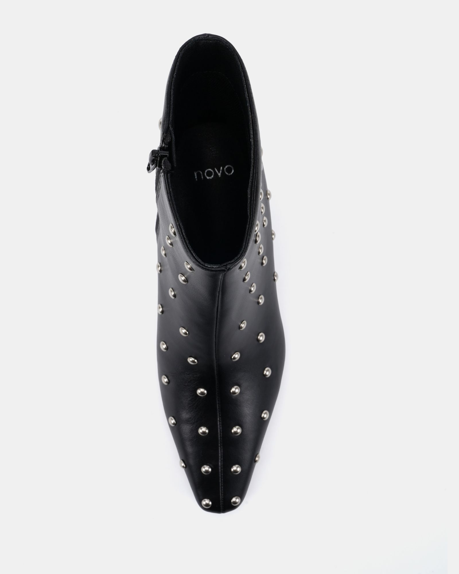 Wide Fit Kiki Black Studded Low Heel Ankle Boot