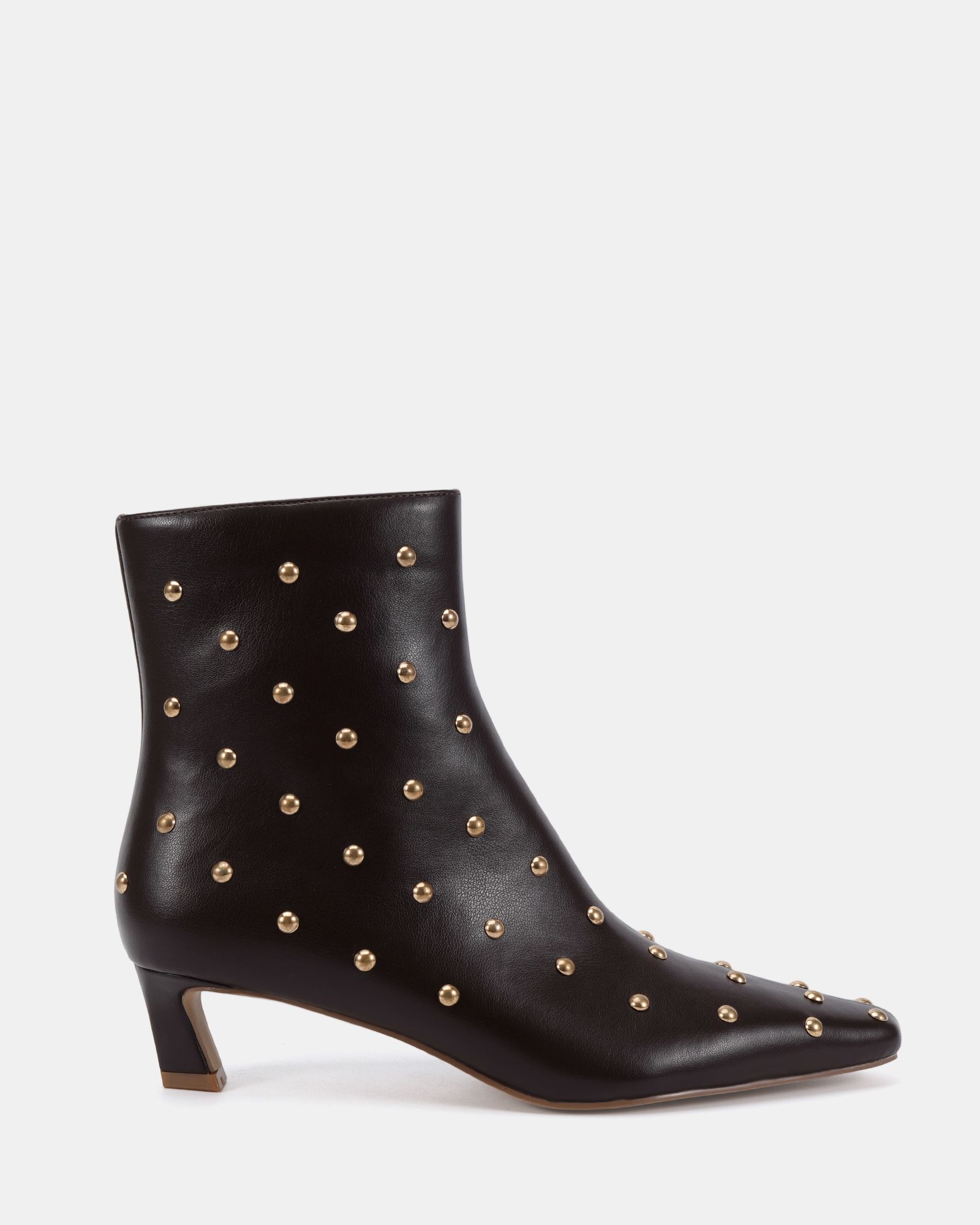 Kiki Brown Studded Low Heel Ankle Boot