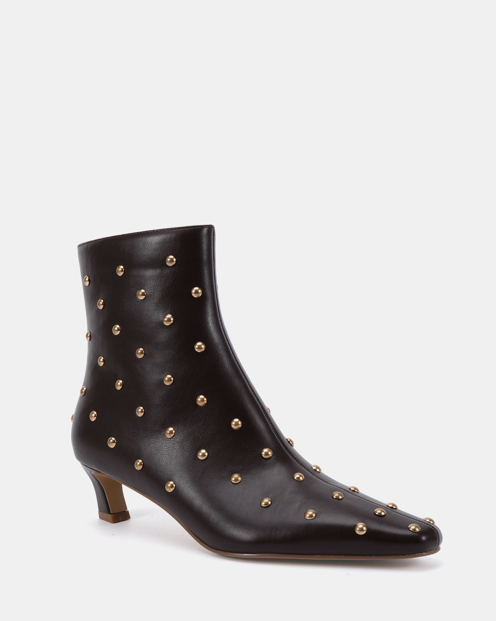 Kiki Brown Studded Low Heel Ankle Boot