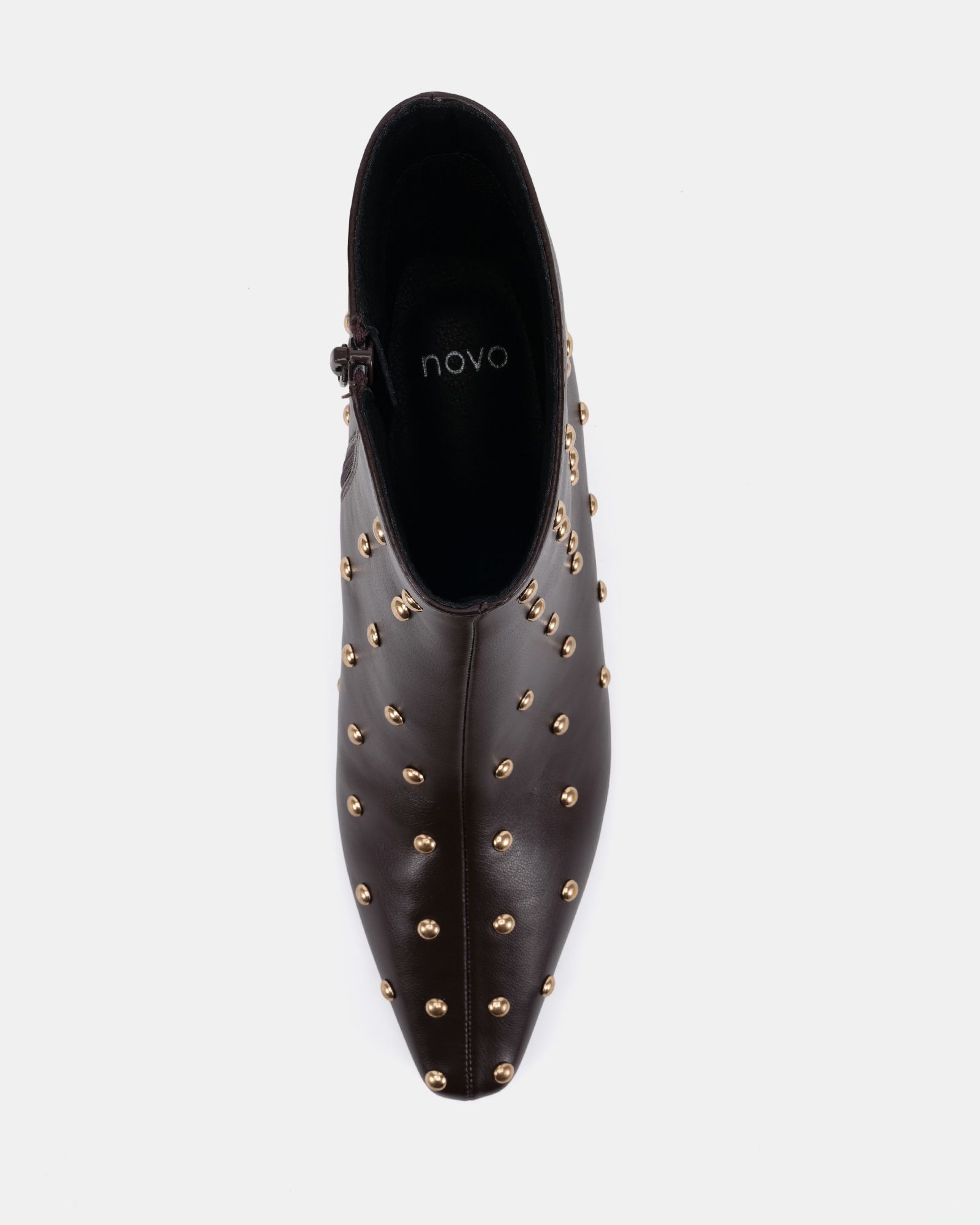 Kiki Brown Studded Low Heel Ankle Boot