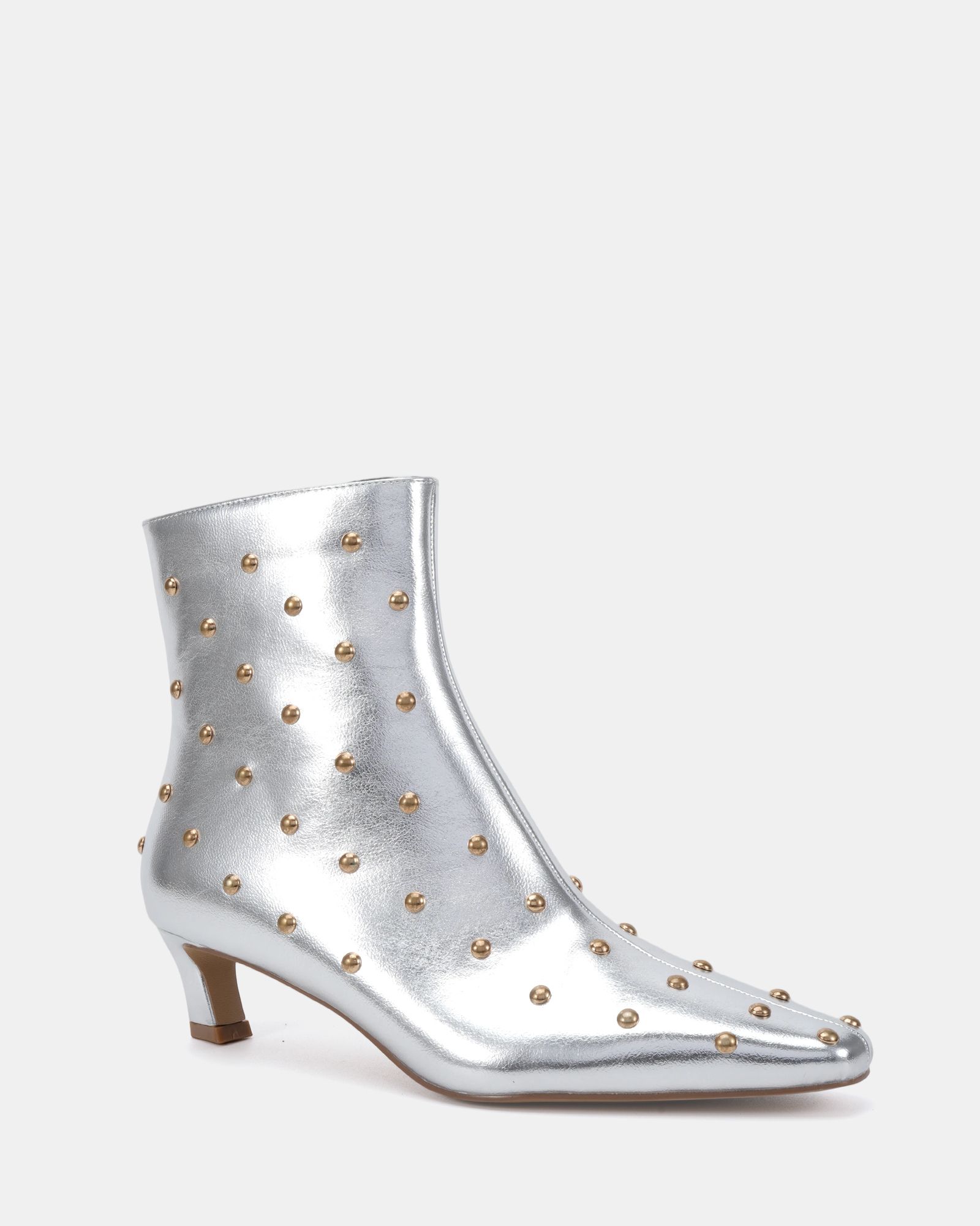 Wide Fit Kiki Silver Studded Low Heel Ankle Boot