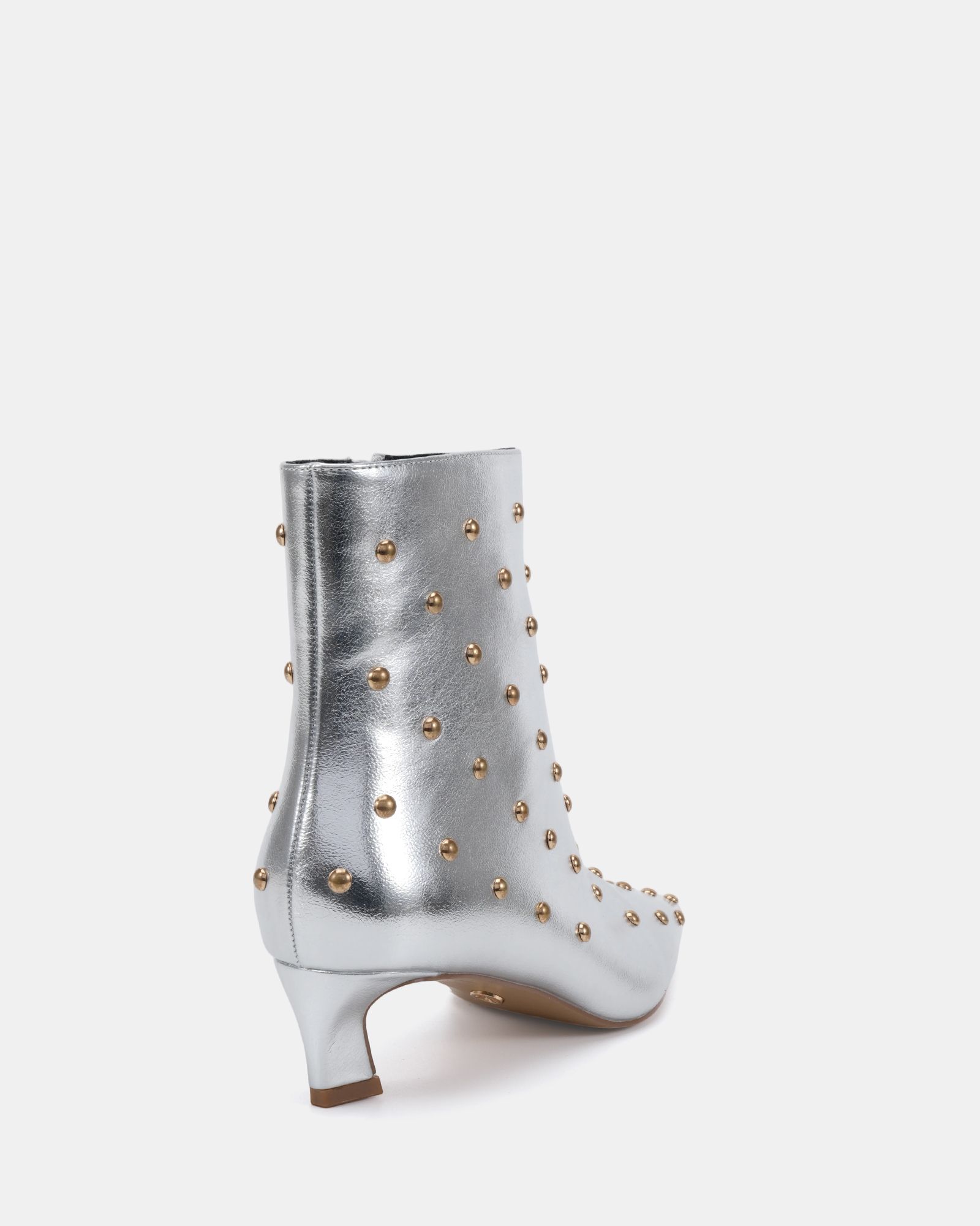 Kiki Silver Studded Low Heel Ankle Boot