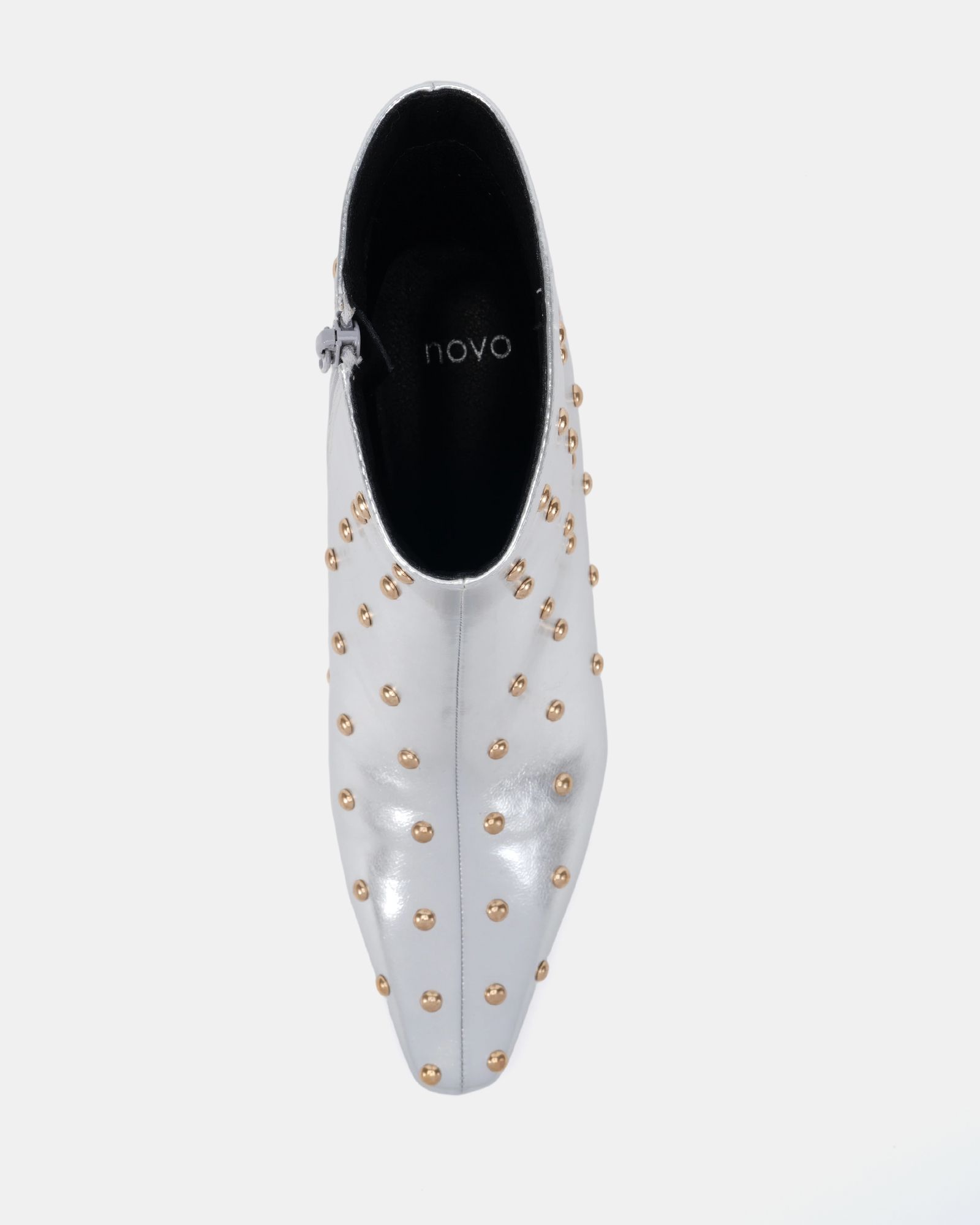 Kiki Silver Studded Low Heel Ankle Boot