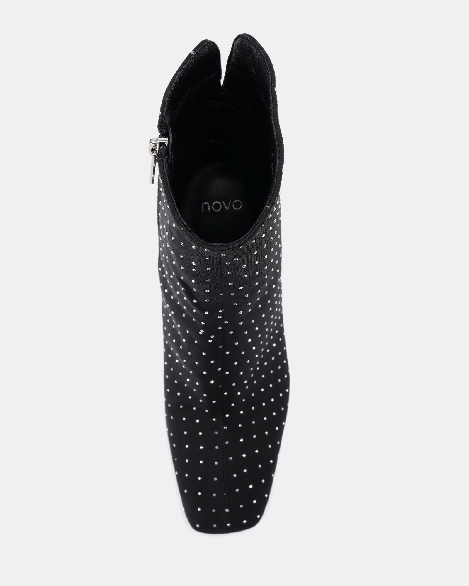 KIRA Black Stud Slim High Block Heel Square Toe Ankle Boot