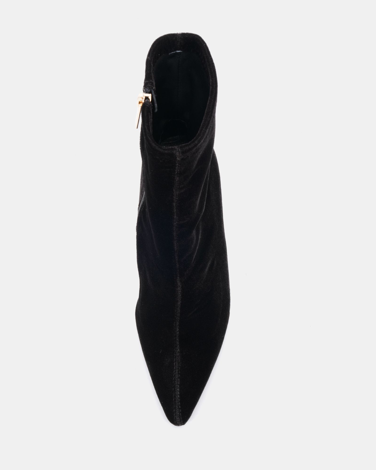 Kiss Black Velvet Point Toe Stiletto Stretch Ankle Boot