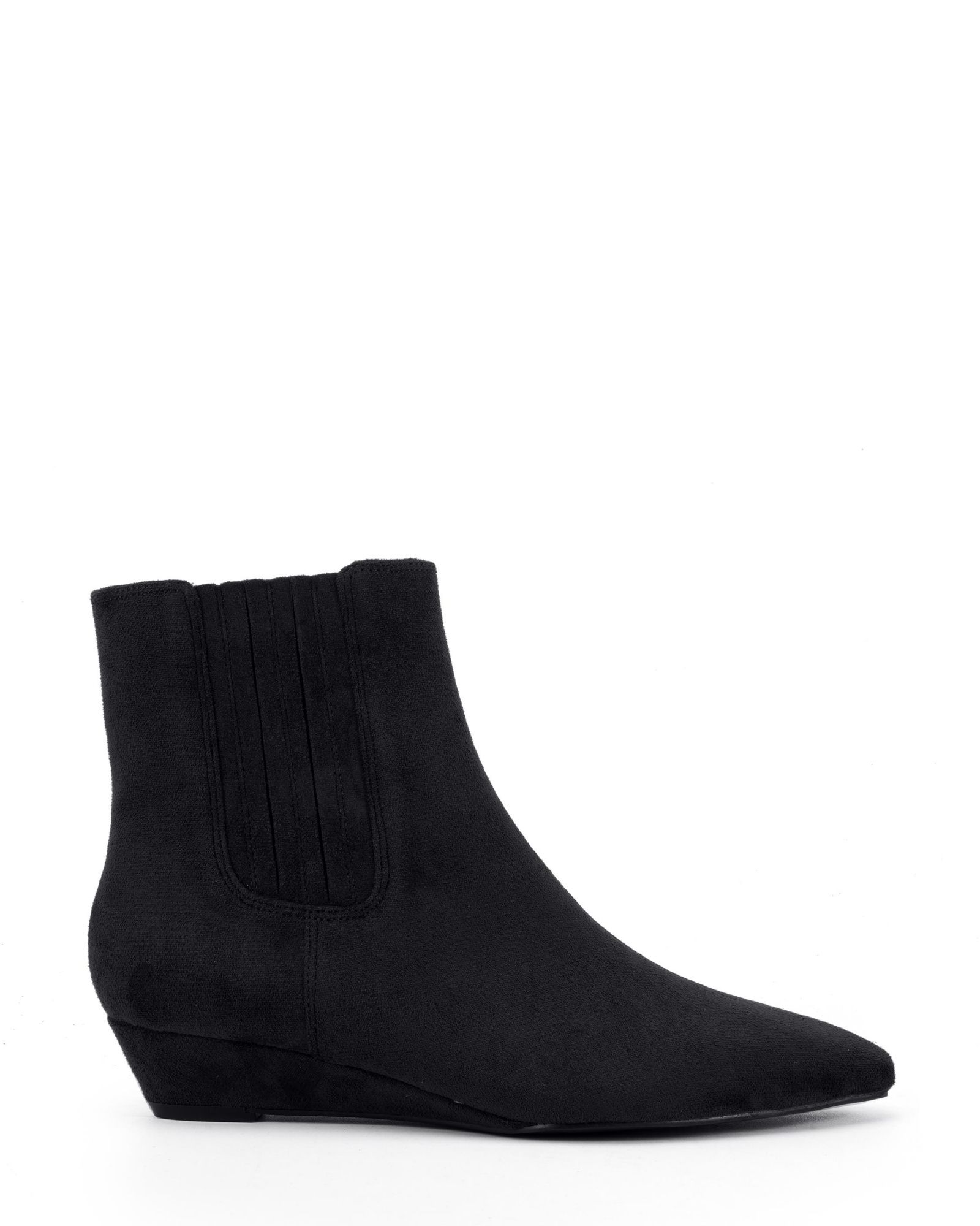 Klarissa Black Low Wedge Chisel Toe Chelsea Ankle Boot