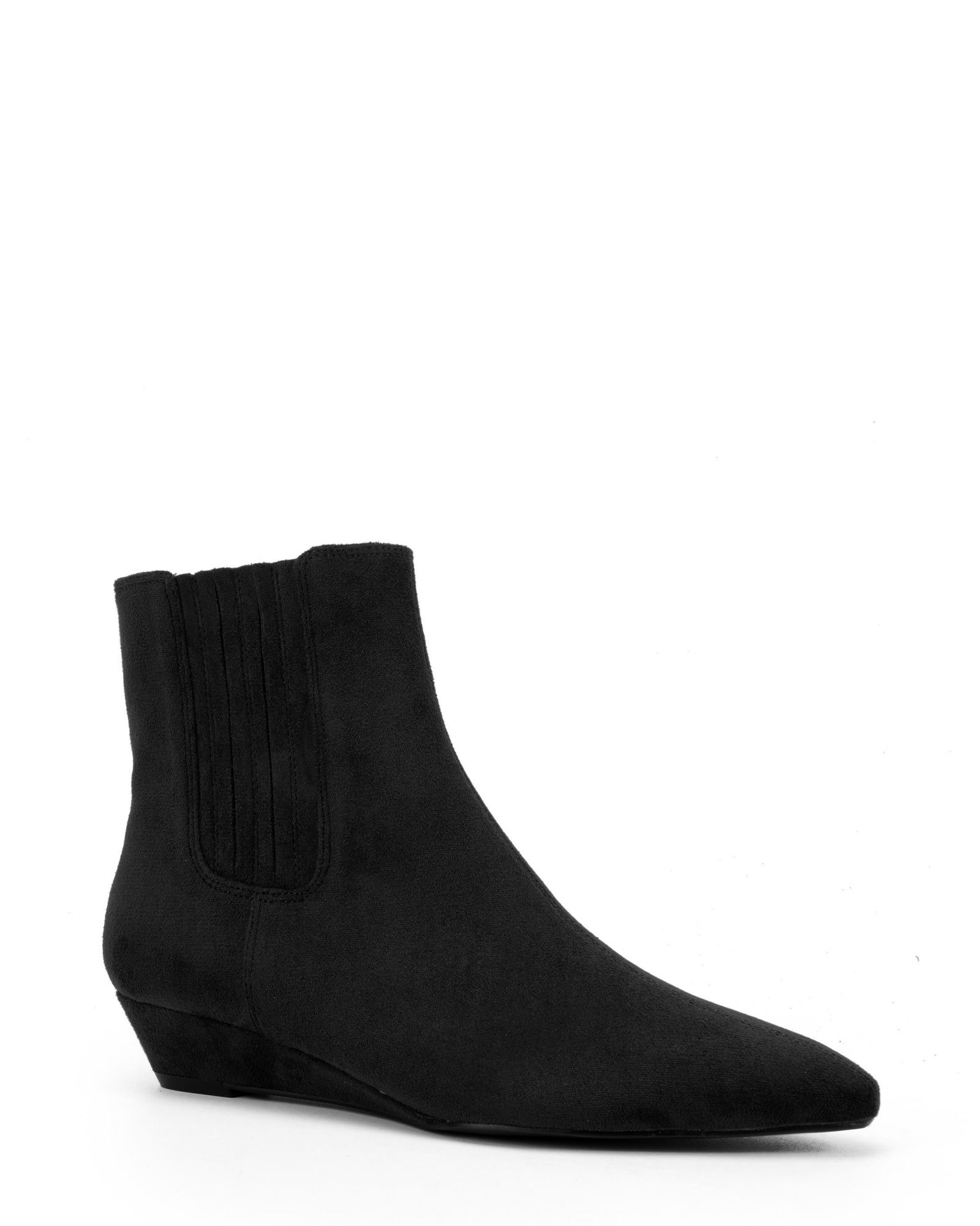 Wide Fit Klarissa Black Low Wedge Chisel Toe Chelsea Ankle Bo
