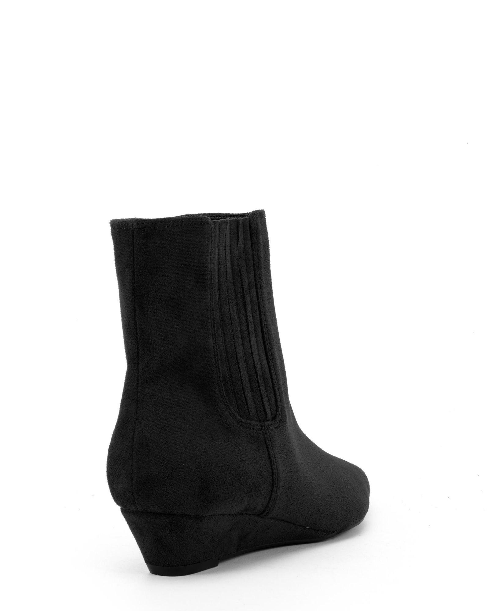 Klarissa Black Low Wedge Chisel Toe Chelsea Ankle Boot