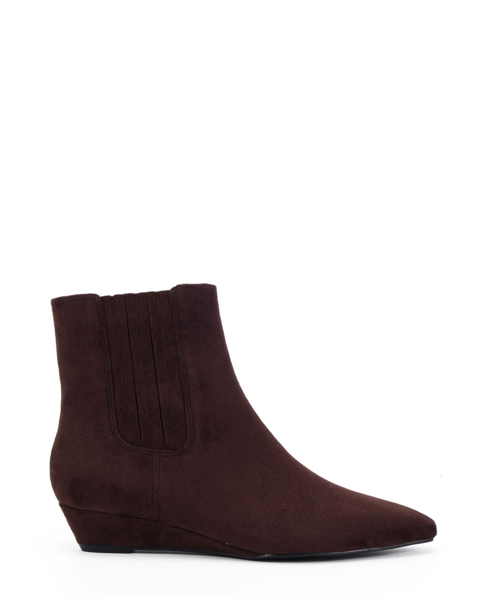 Klarissa Brown Low Wedge Chisel Toe Chelsea Ankle Boot