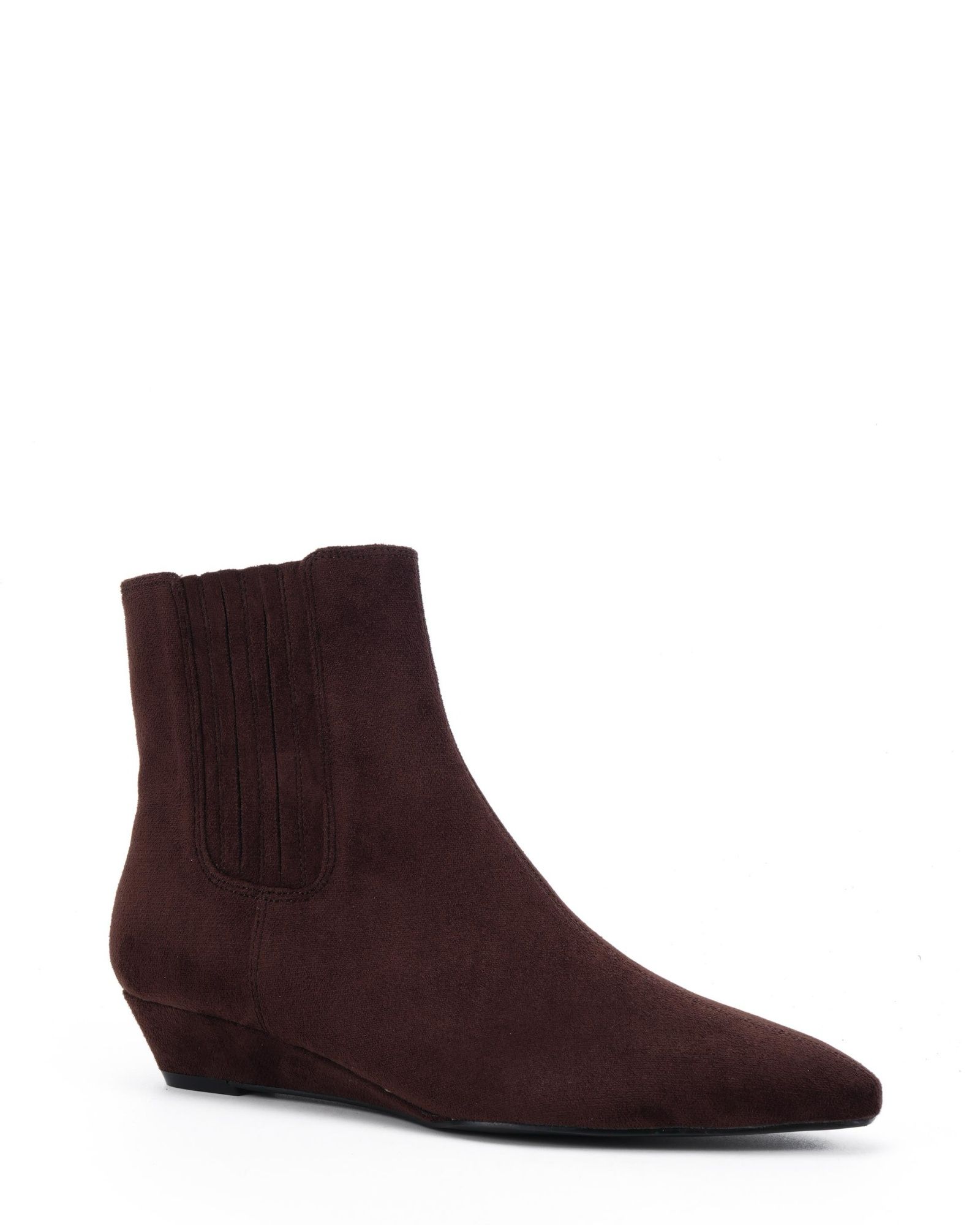 Klarissa Brown Low Wedge Chisel Toe Chelsea Ankle Boot