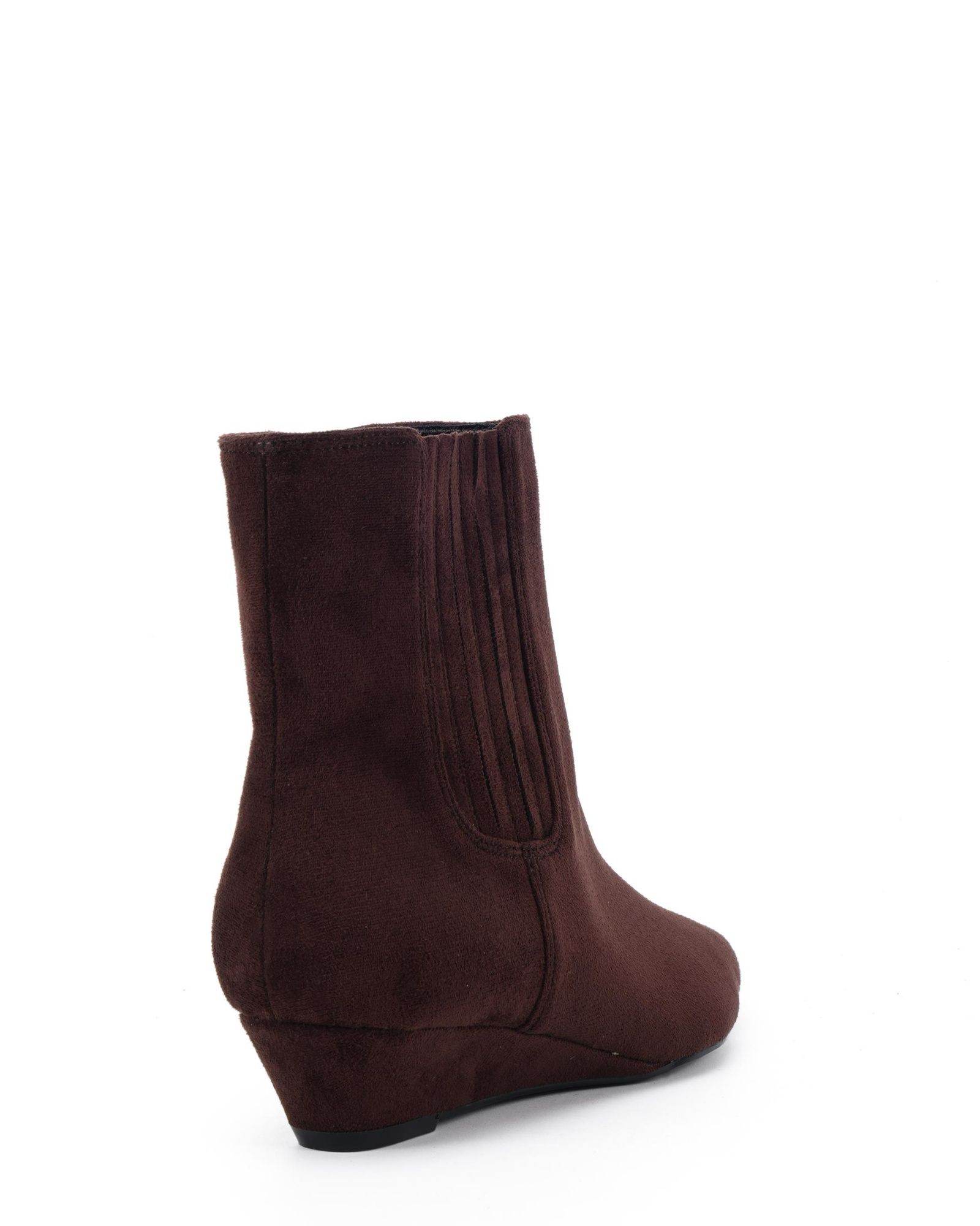 Klarissa Brown Low Wedge Chisel Toe Chelsea Ankle Boot