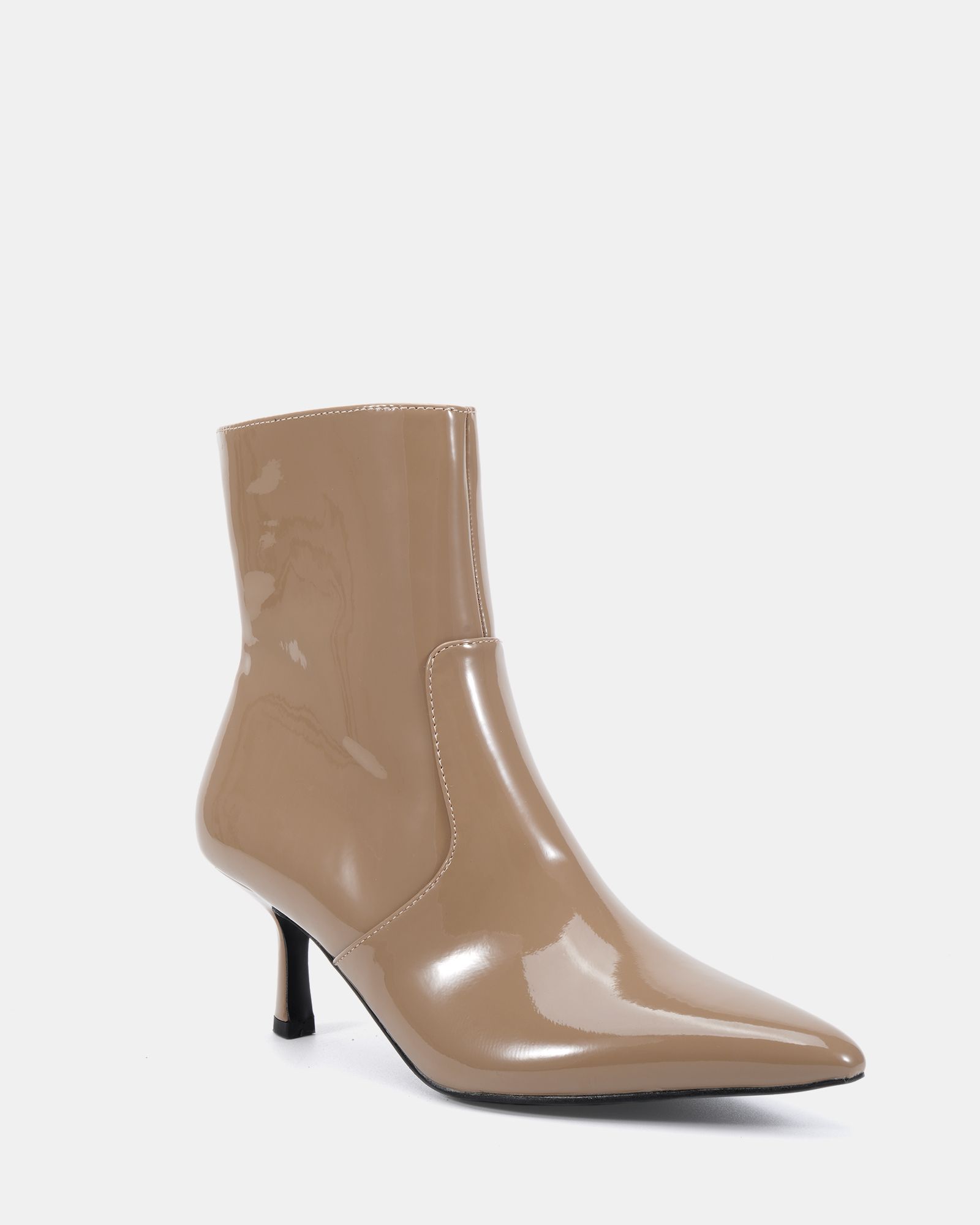 KYLIE Taupe Mid Stiletto Heel Point Ankle Boot
