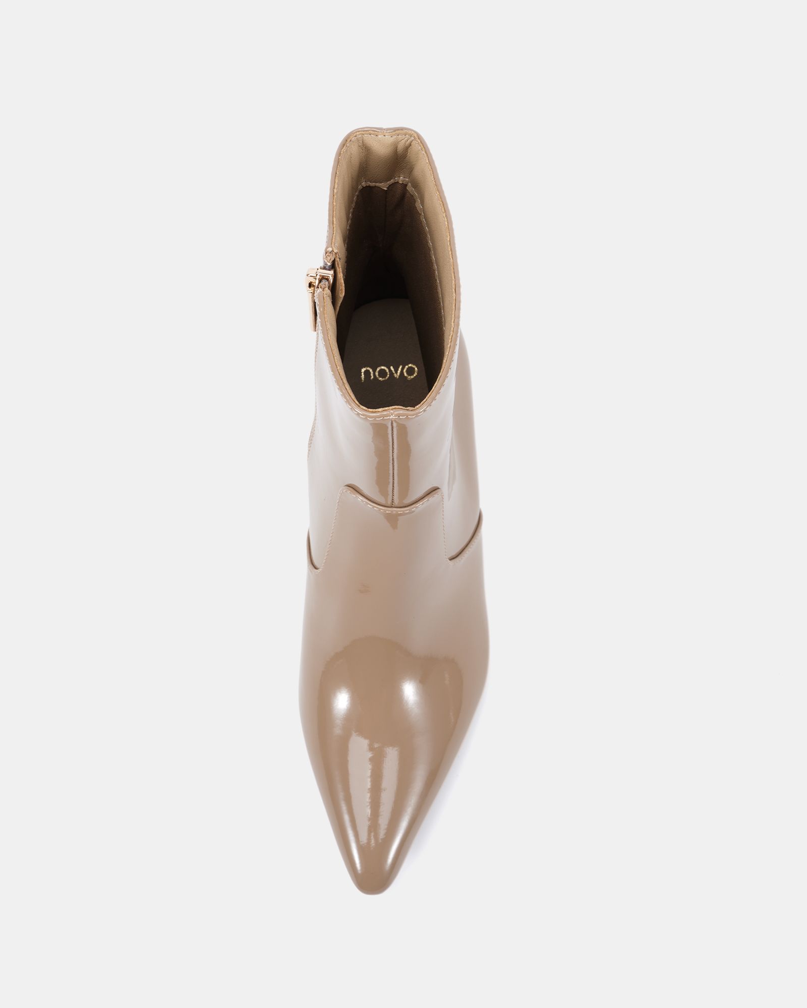 KYLIE Taupe Mid Stiletto Heel Point Ankle Boot