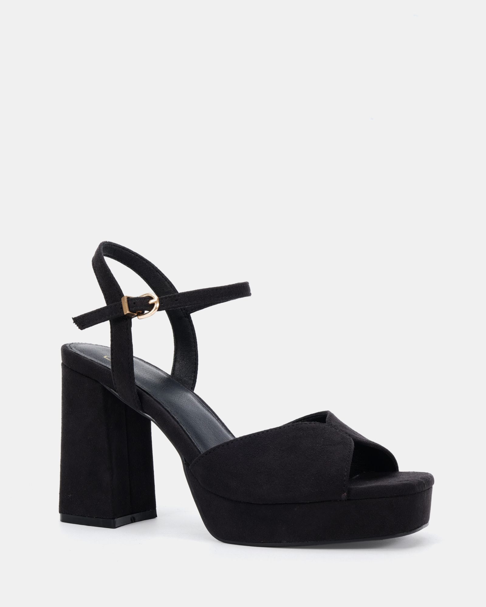 Lucie Black Platform Block Heel Sandal