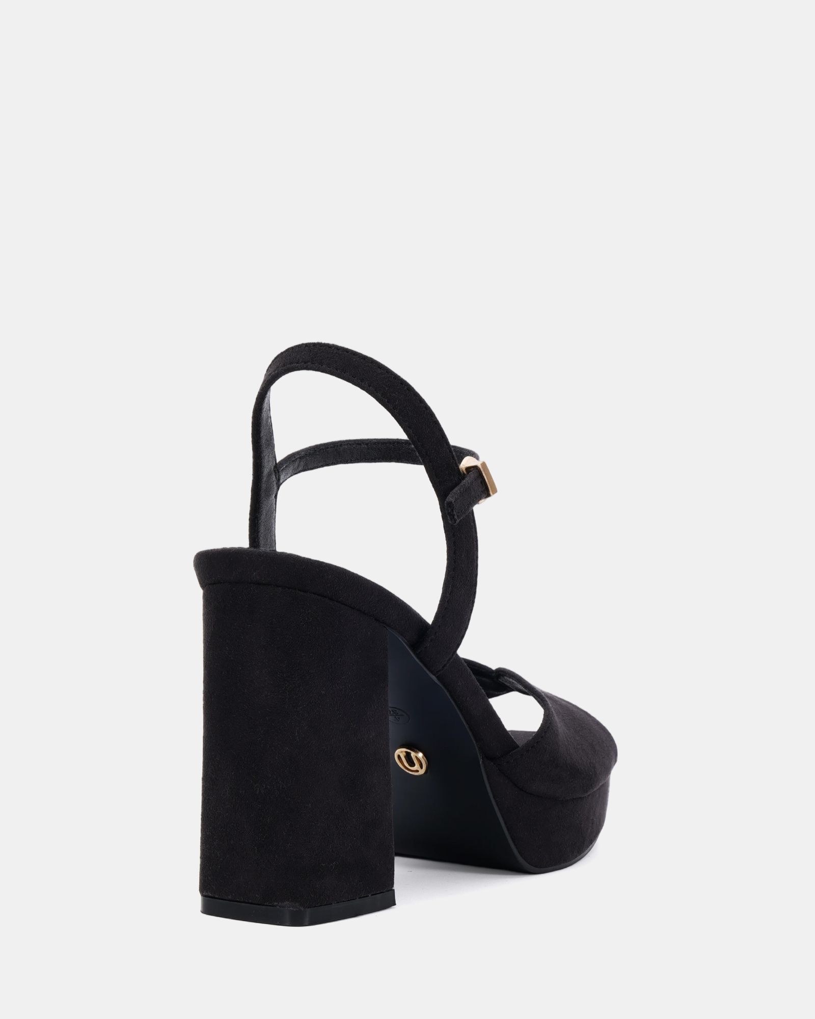 Lucie Black Platform Block Heel Sandal