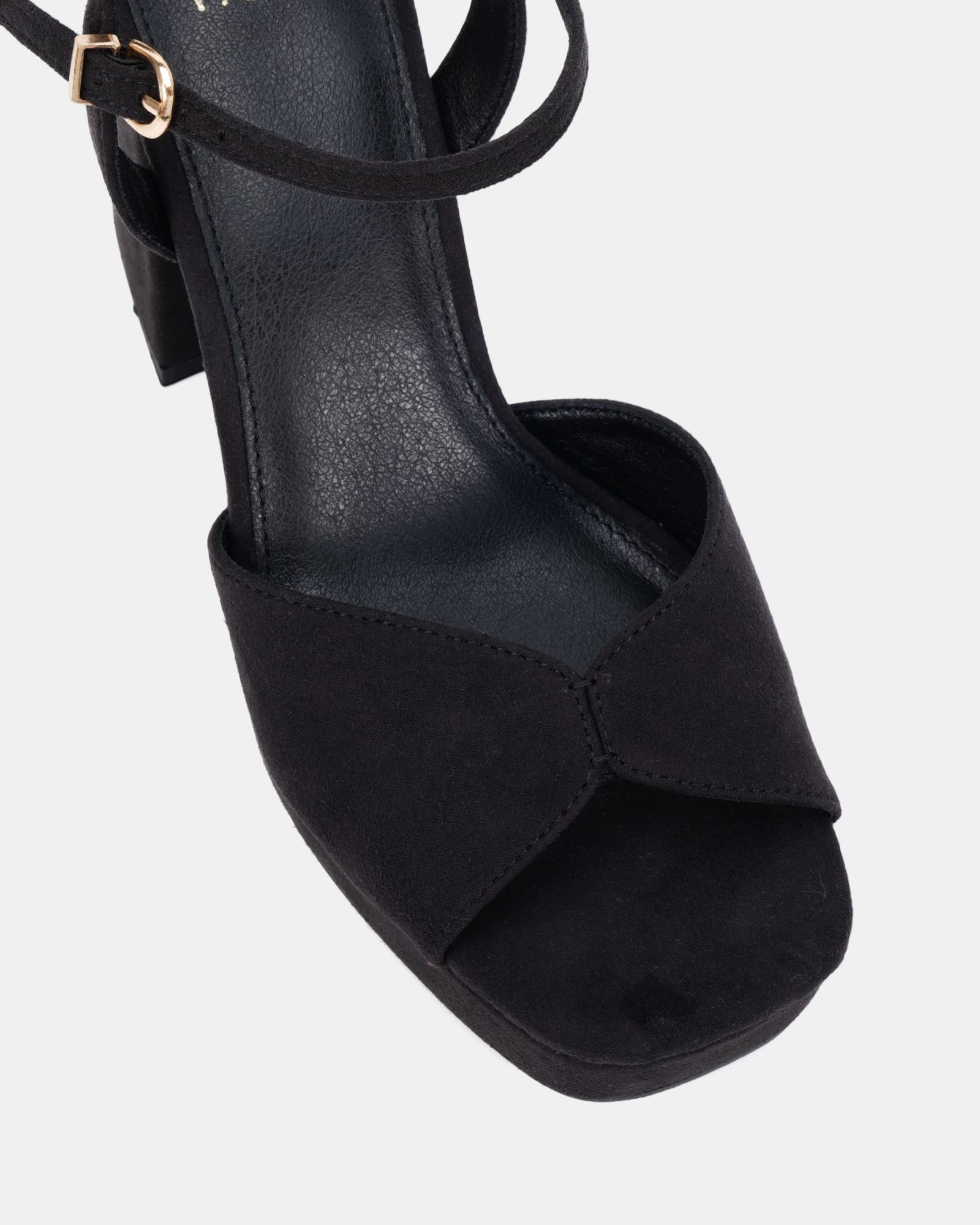 Lucie Black Platform Block Heel Sandal