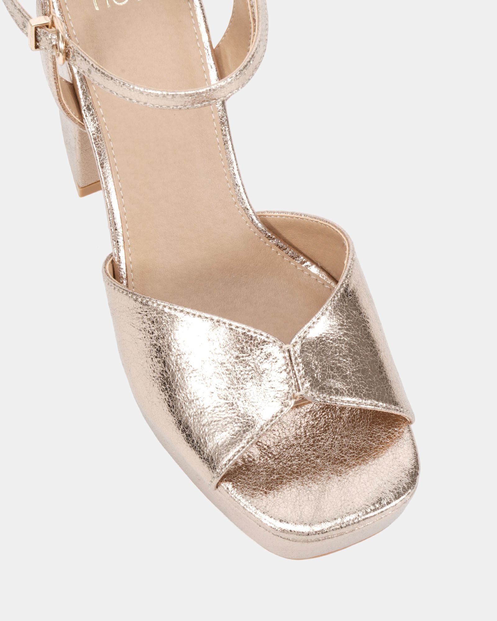 Lucie Gold Platform Block Heel Sandal