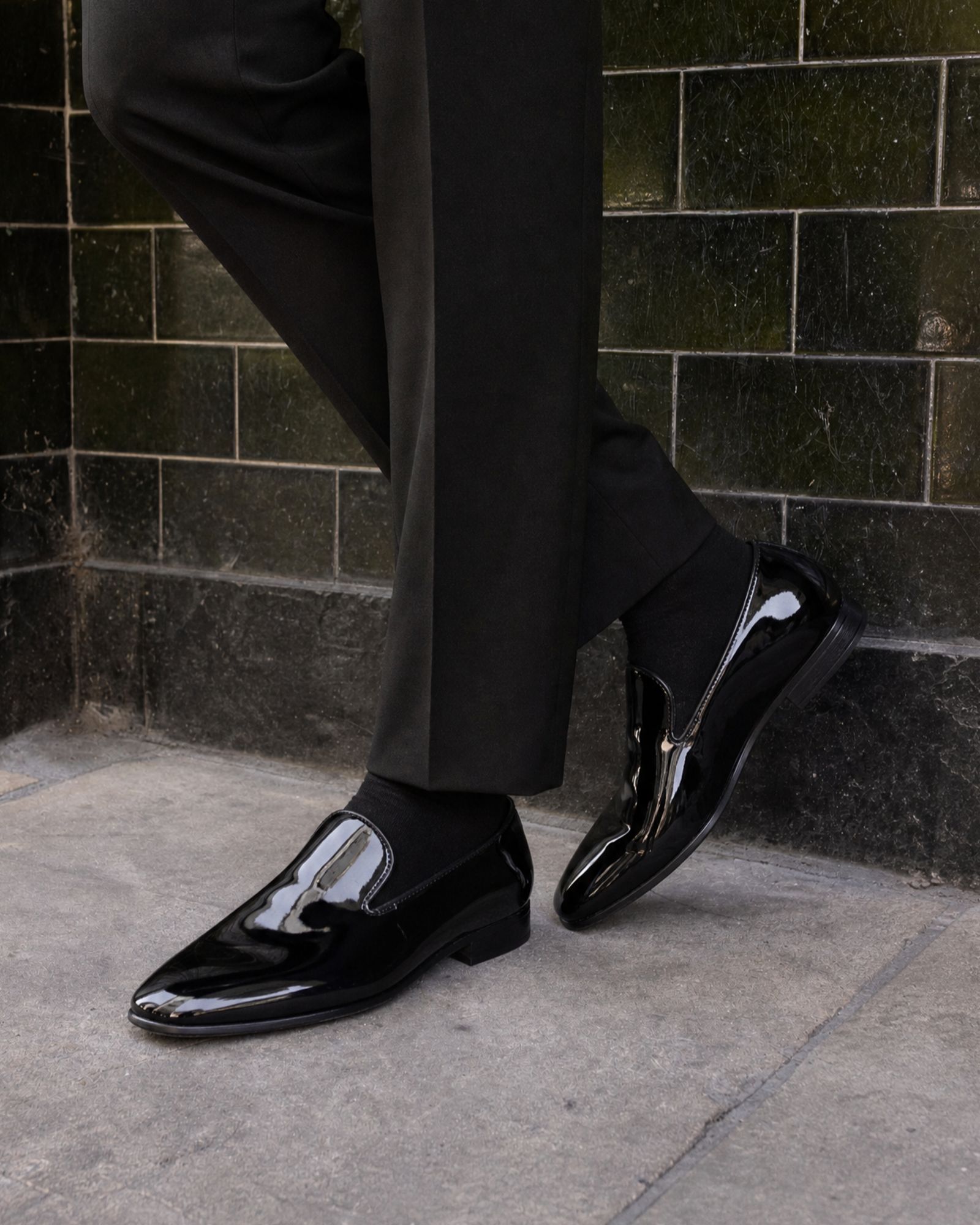 NINO Black Patent Slip On Smart Loafer