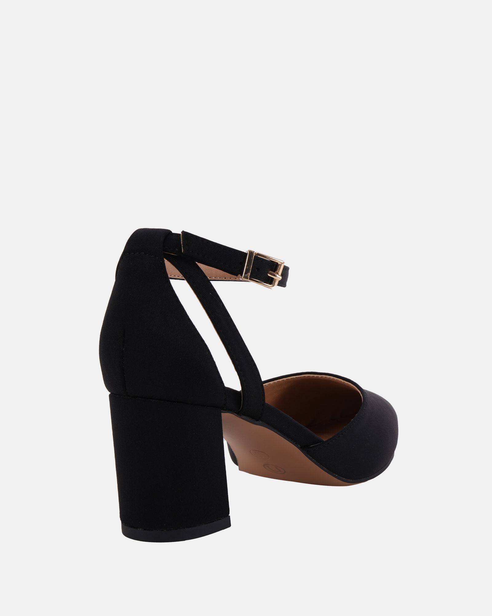 IMELDA Black Two Part Ankle Strap Court