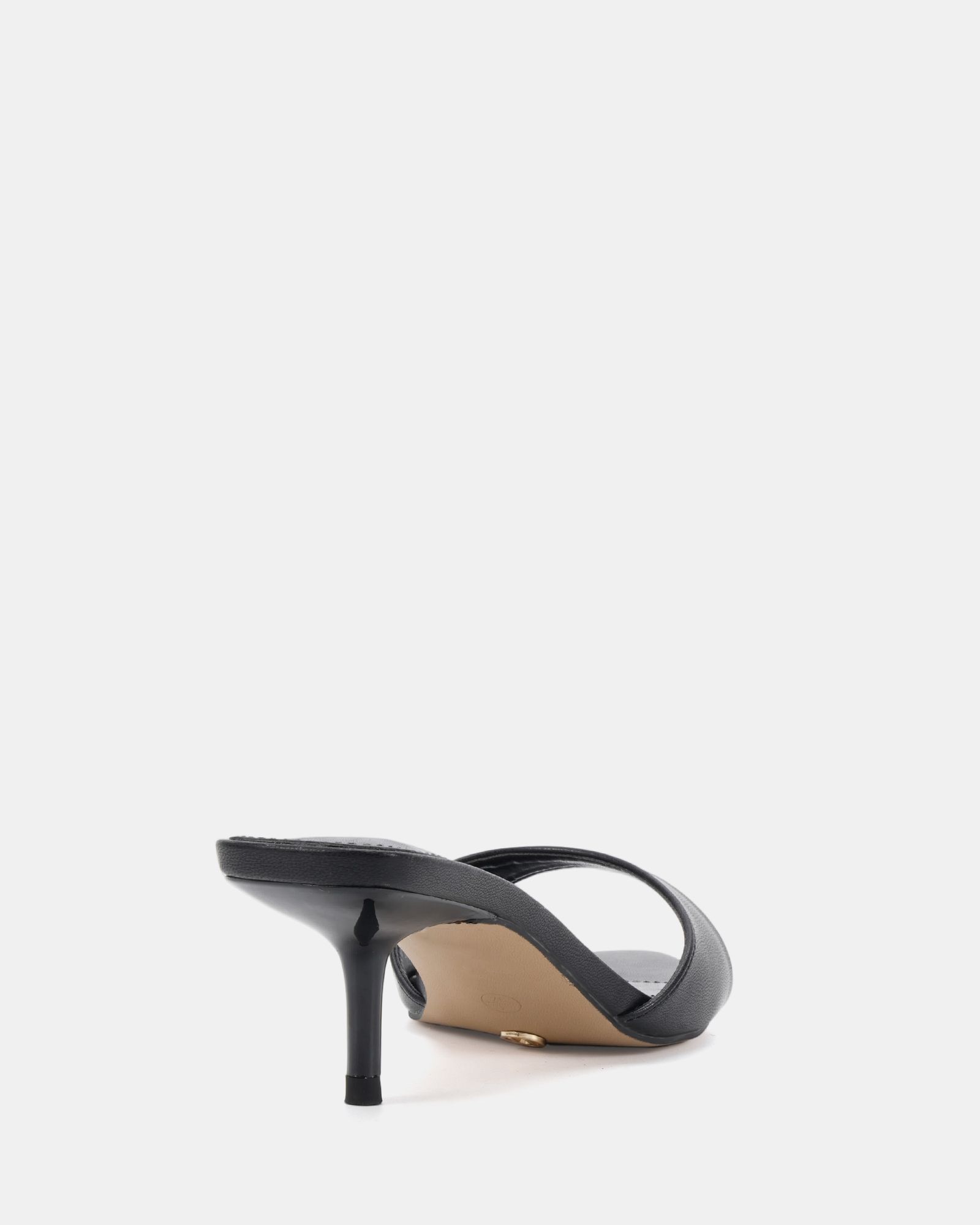 Rachel Black Mid Heel Pointed Toe Mule Sandal