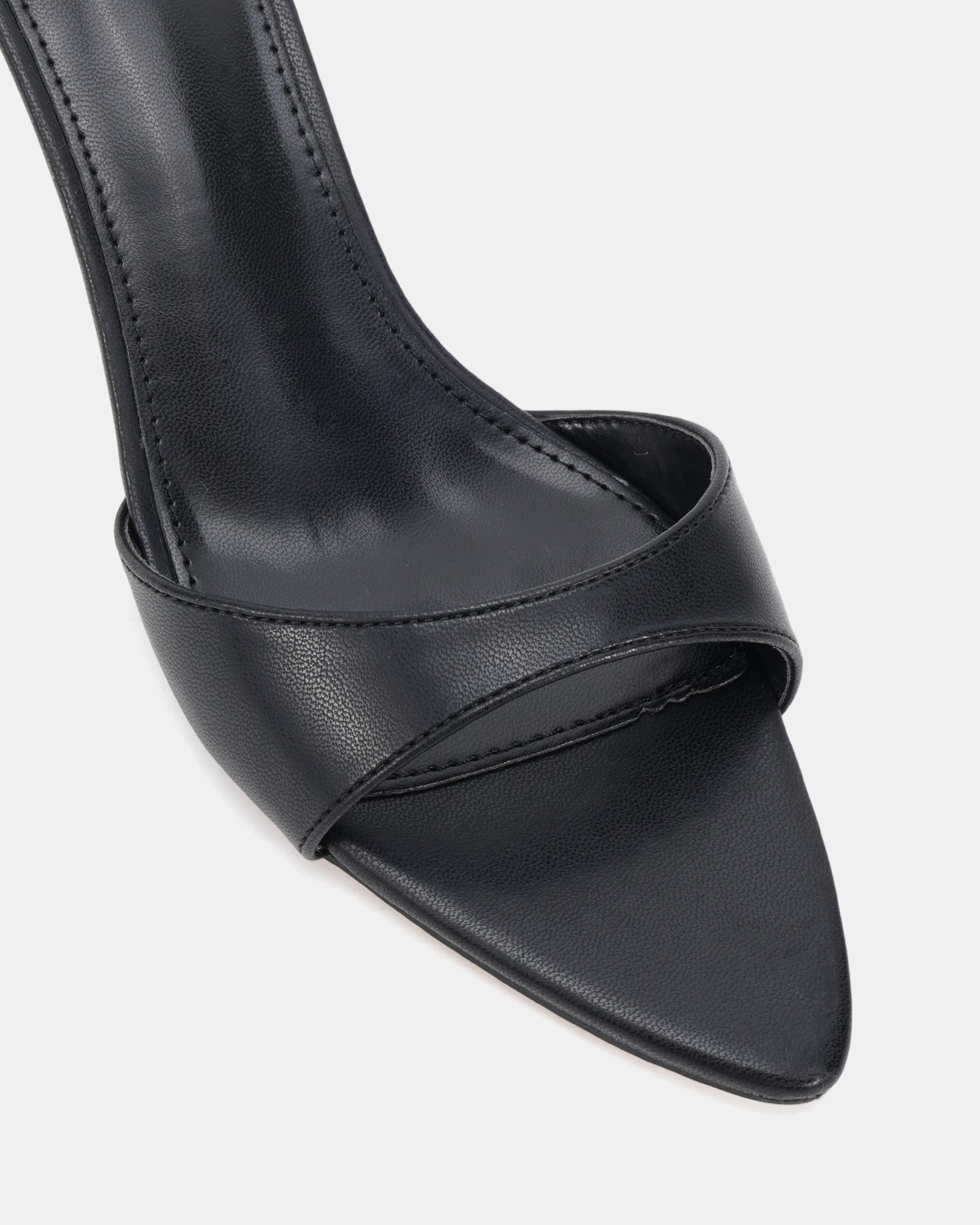 Rachel Black Mid Heel Pointed Toe Mule Sandal