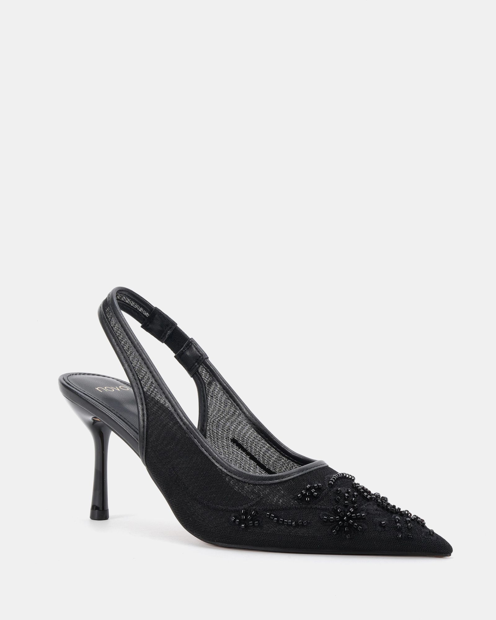 Raye Black Slingback Embellished Point Stiletto Court Shoe