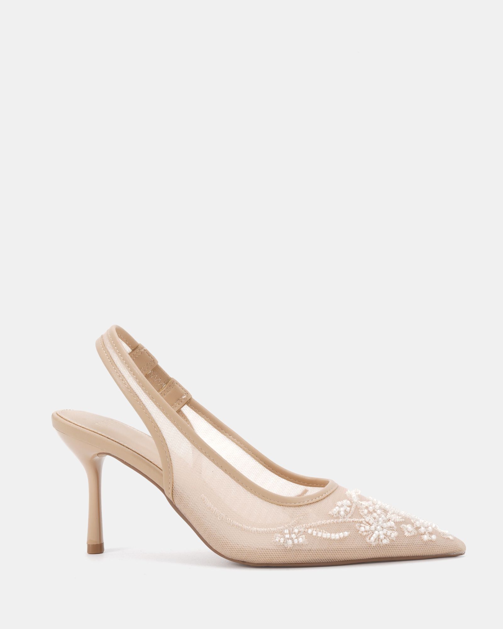 Raye Nude Slingback Embellished Point Stiletto Court Shoe