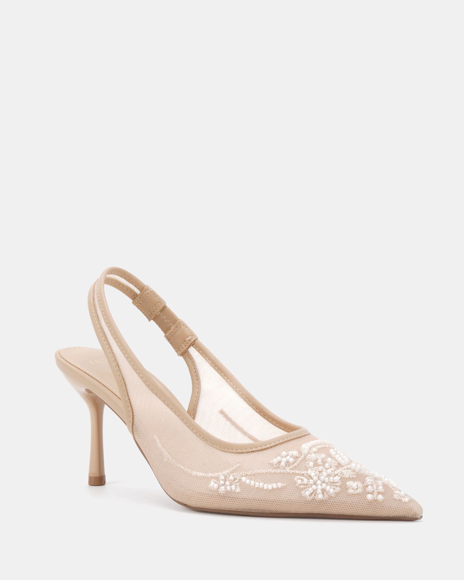 Raye Nude Slingback Embellished Point Stiletto Court Shoe
