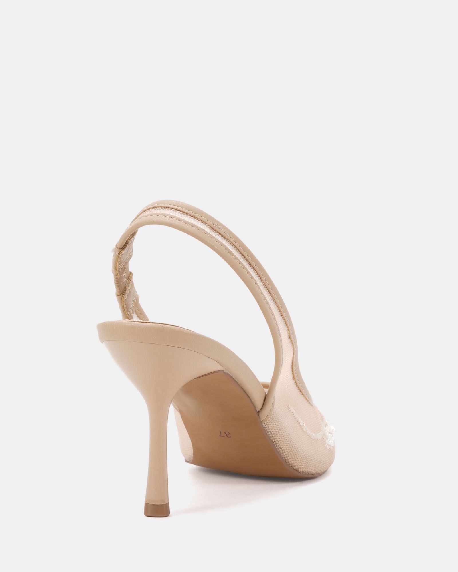 Raye Nude Slingback Embellished Point Stiletto Court Shoe