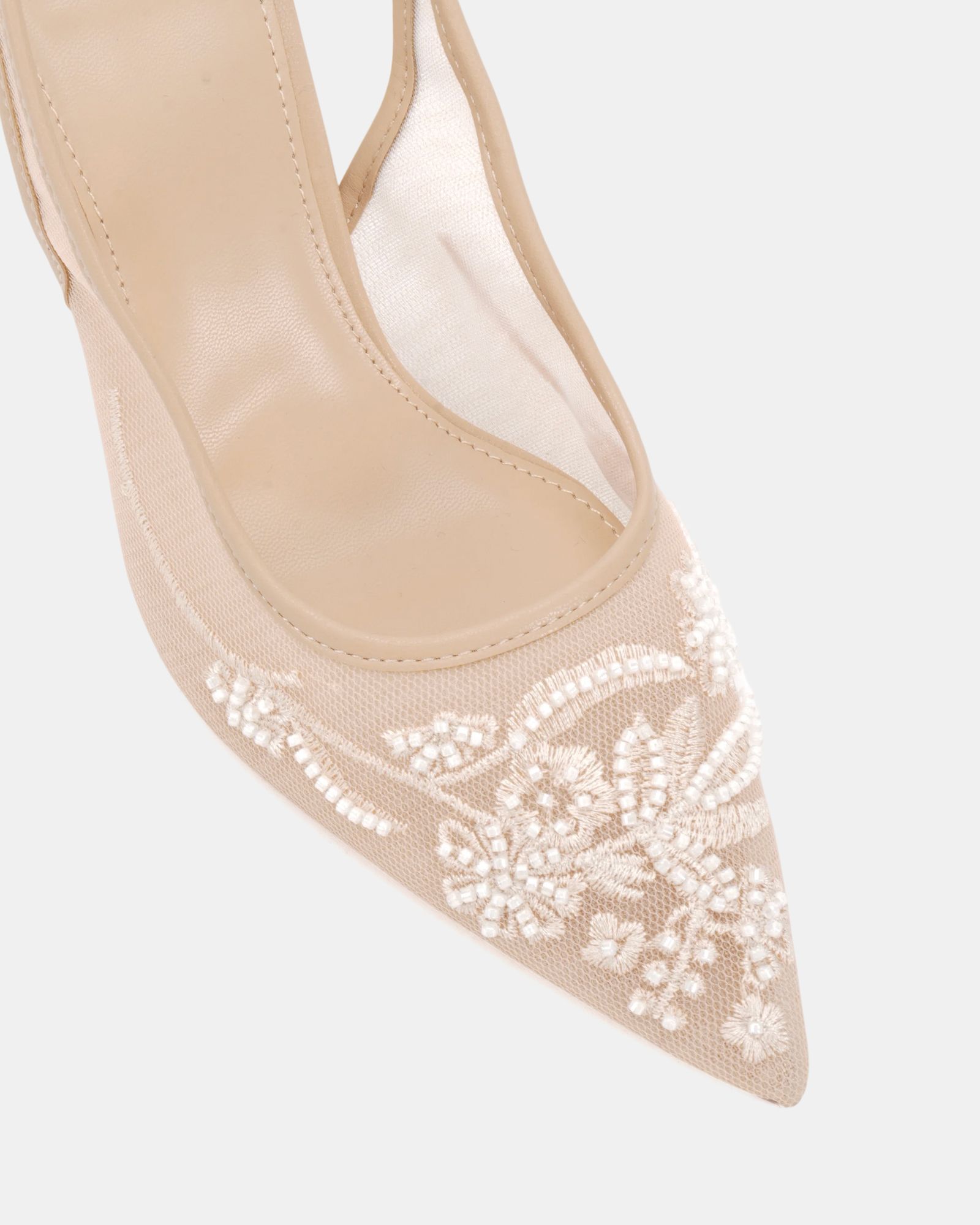 Raye Nude Slingback Embellished Point Stiletto Court Shoe