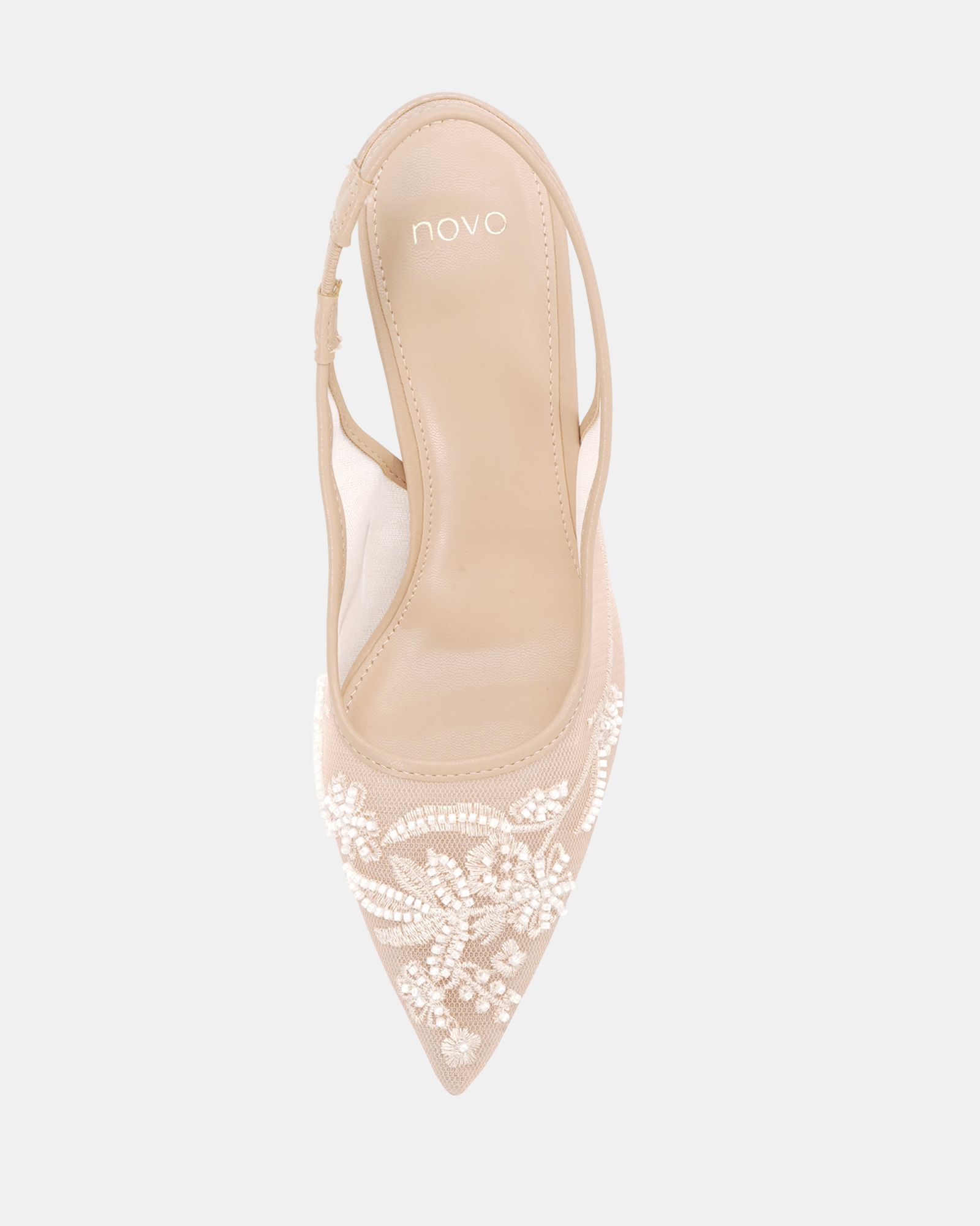 Raye Nude Slingback Embellished Point Stiletto Court Shoe