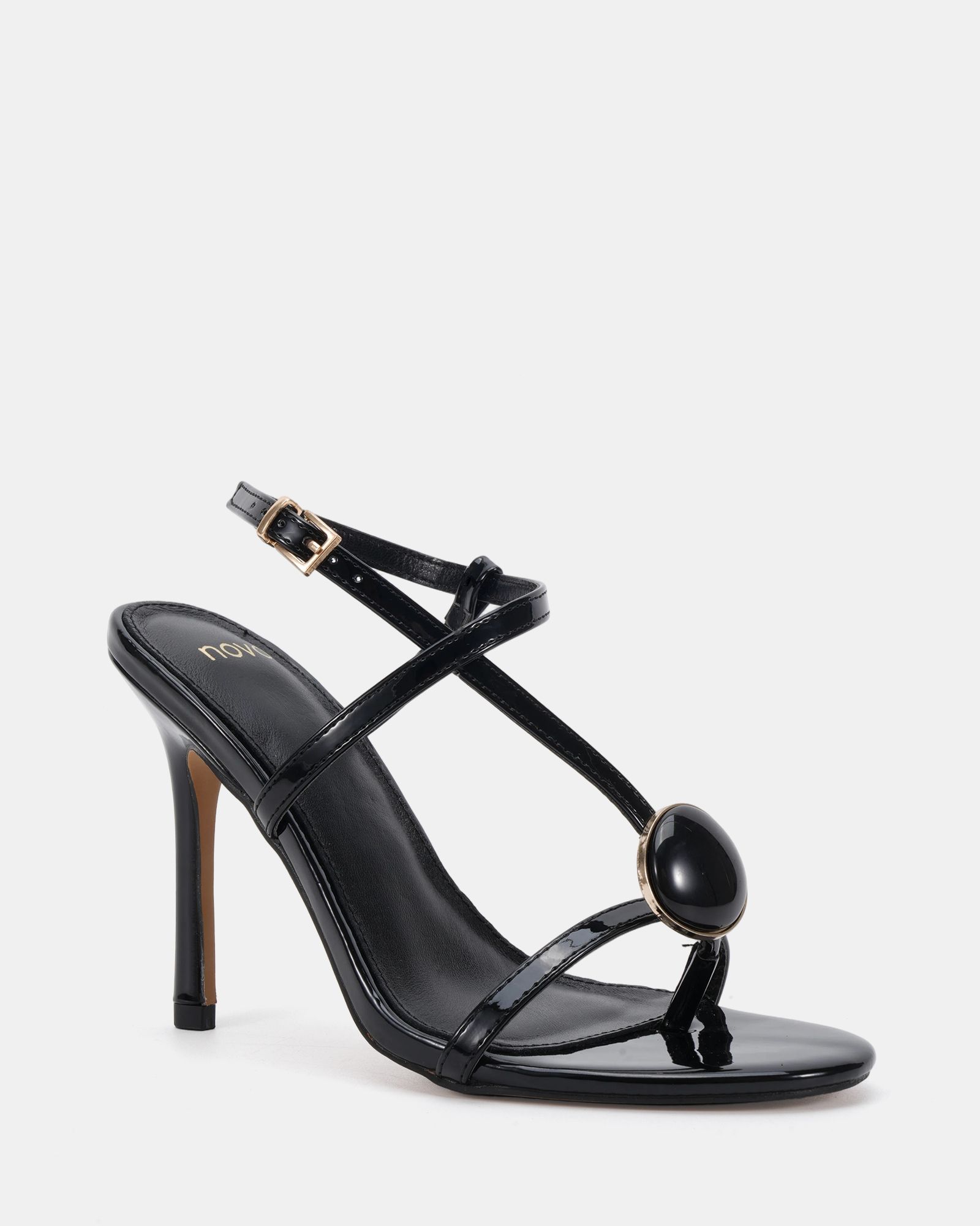 Riley Black High Heel Trim Detail Strappy Stiletto Sandal