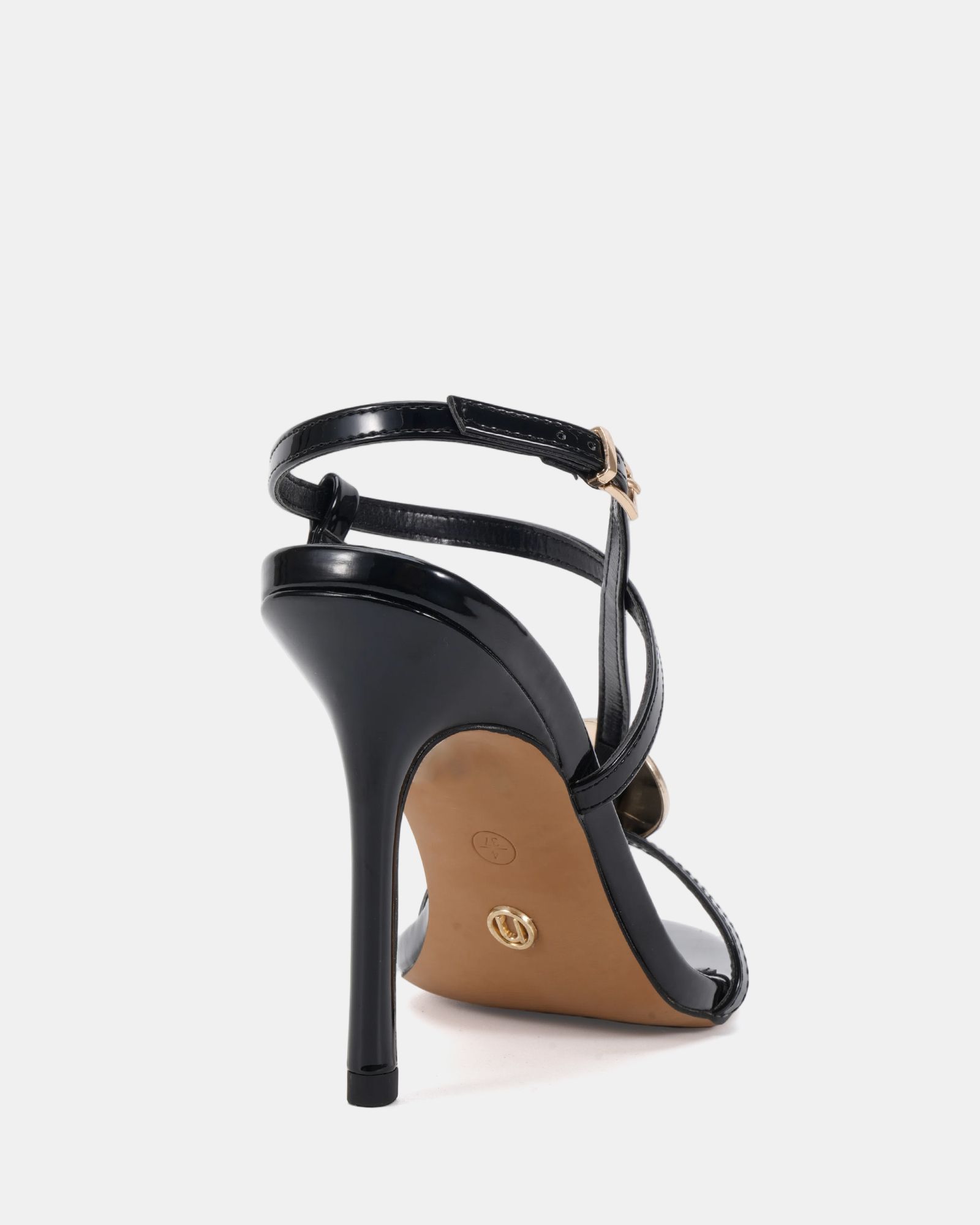 Riley Black High Heel Trim Detail Strappy Stiletto Sandal