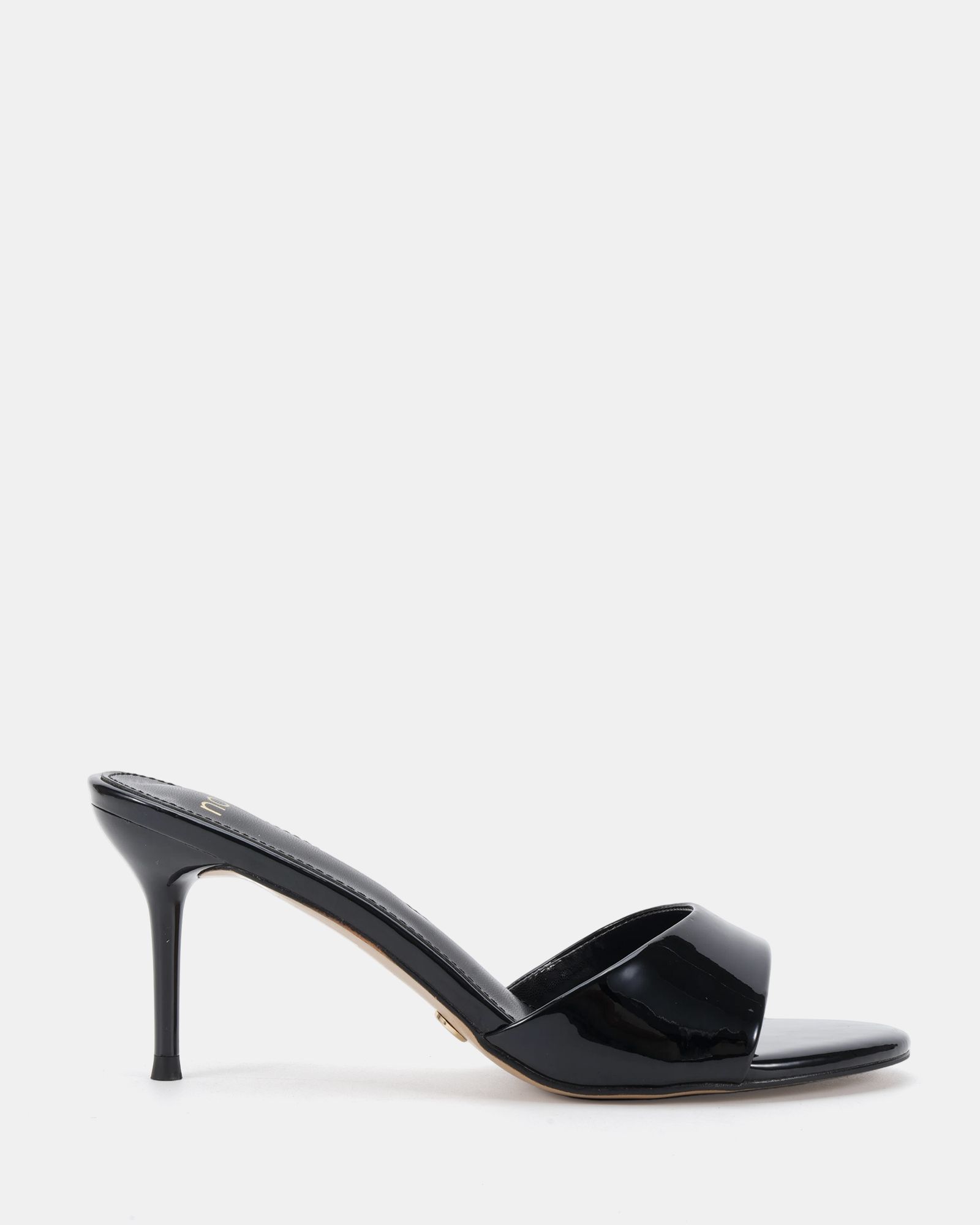 Rosie Black Heeled Mule Stiletto Sandal