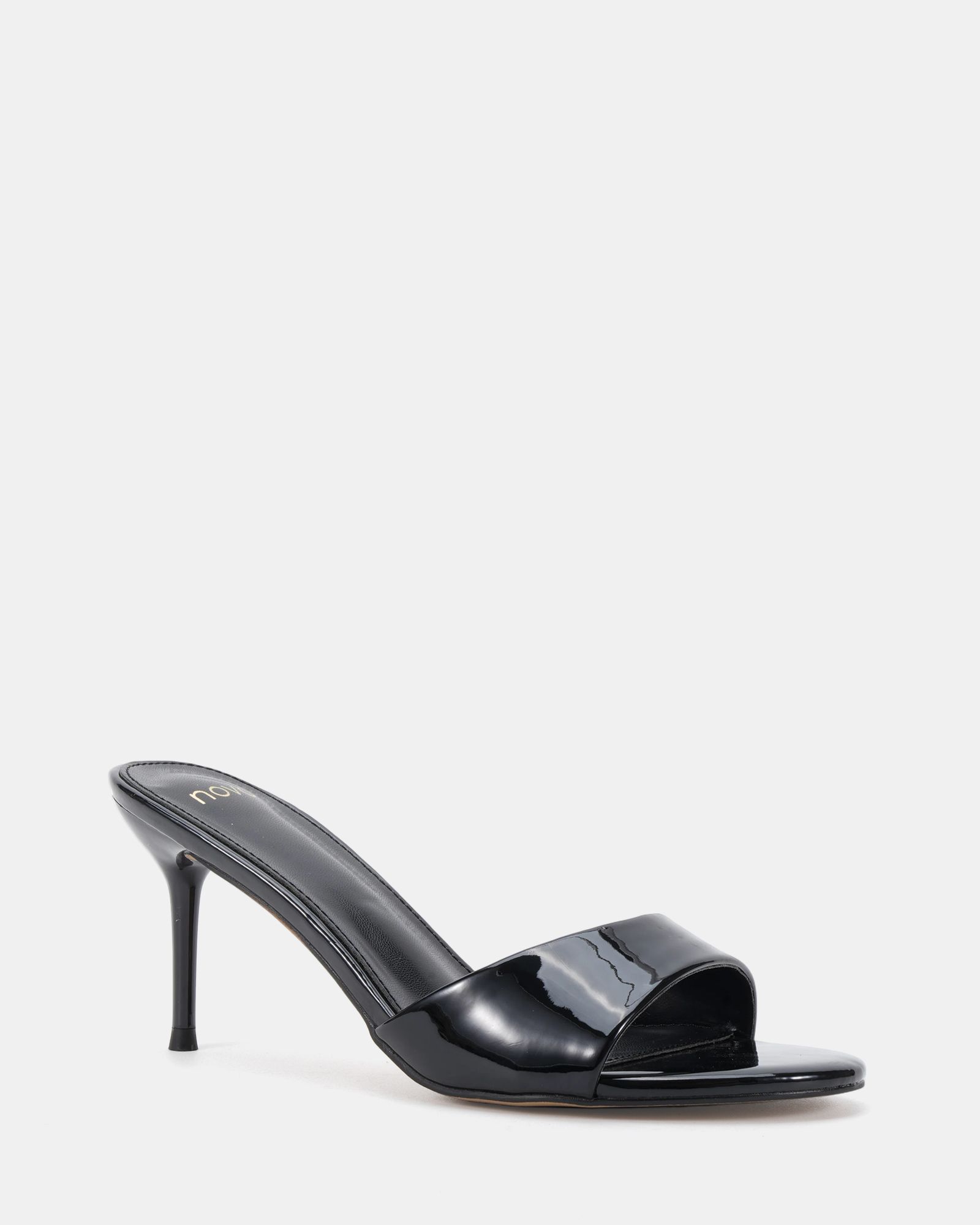 Rosie Black Heeled Mule Stiletto Sandal