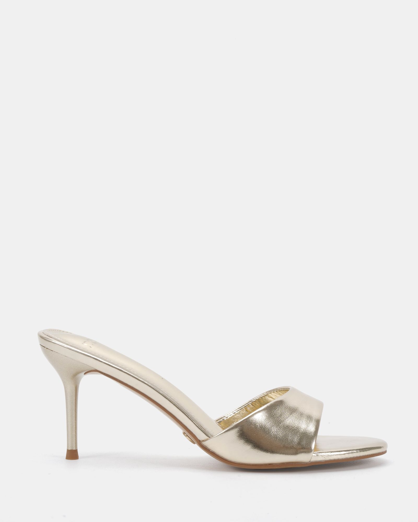 Rosie Gold Heeled Mule Stiletto Sandal