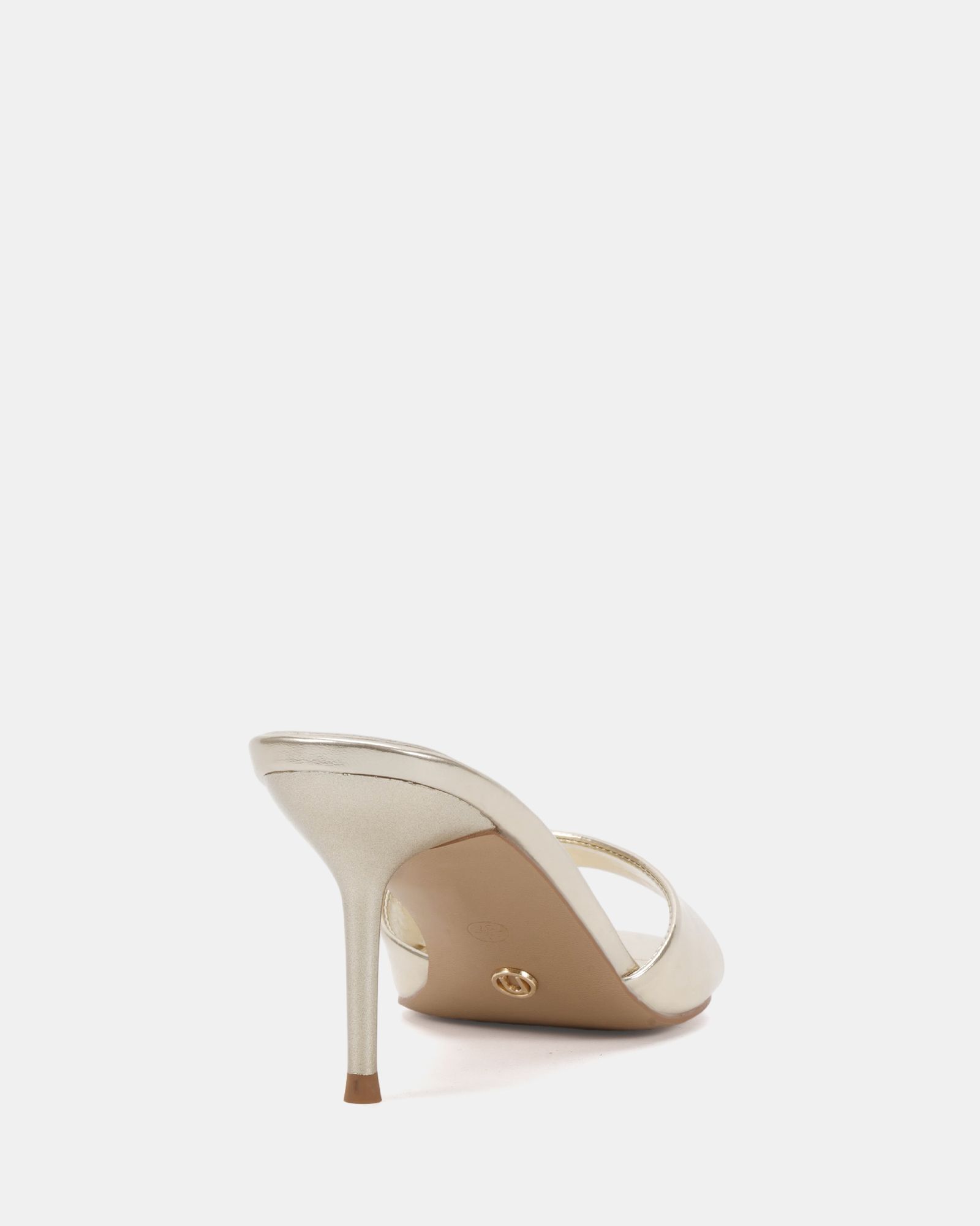 Rosie Gold Heeled Mule Stiletto Sandal