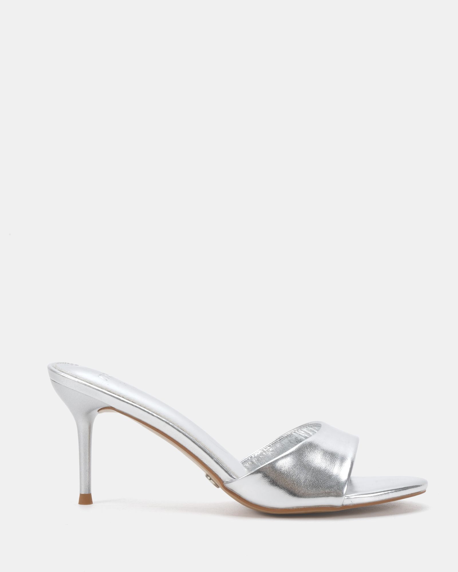 Rosie Silver Heeled Mule Stiletto Sandal
