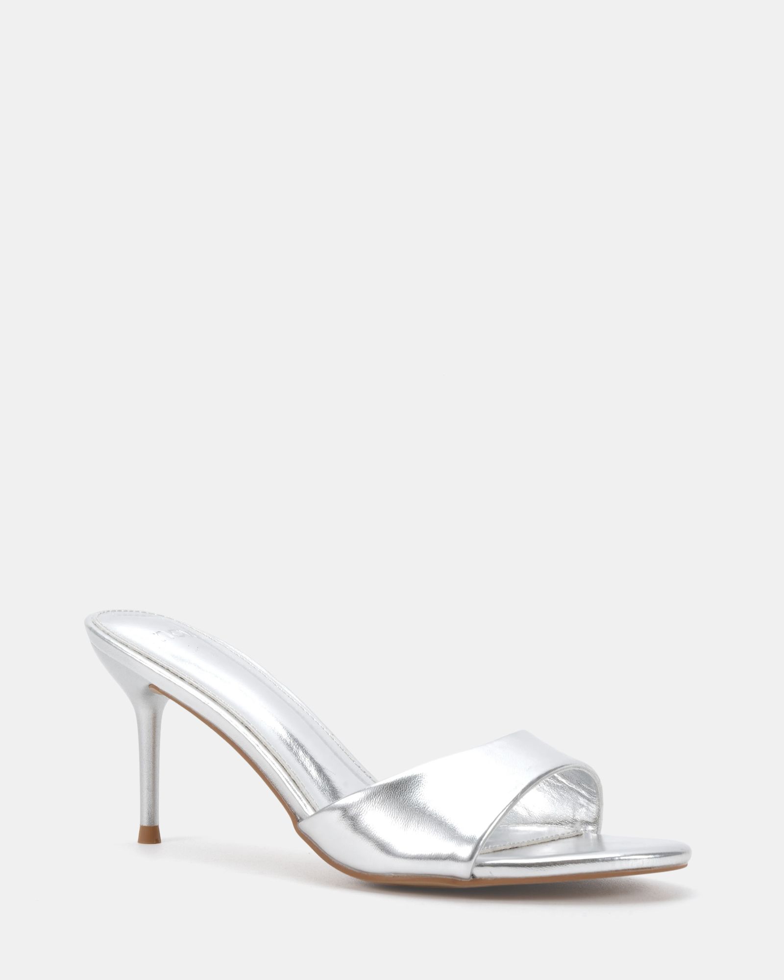 Rosie Silver Heeled Mule Stiletto Sandal
