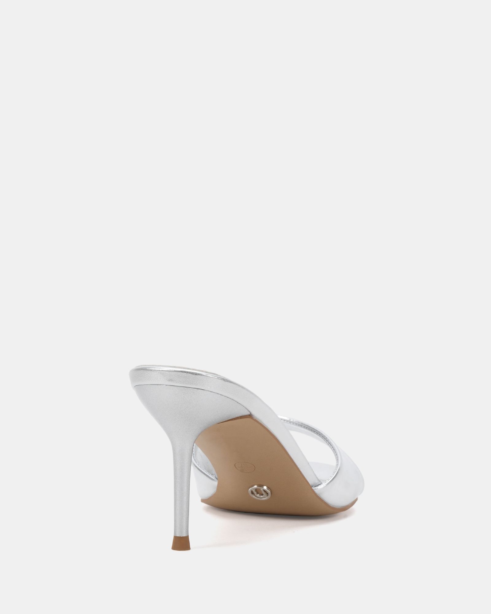 Rosie Silver Heeled Mule Stiletto Sandal