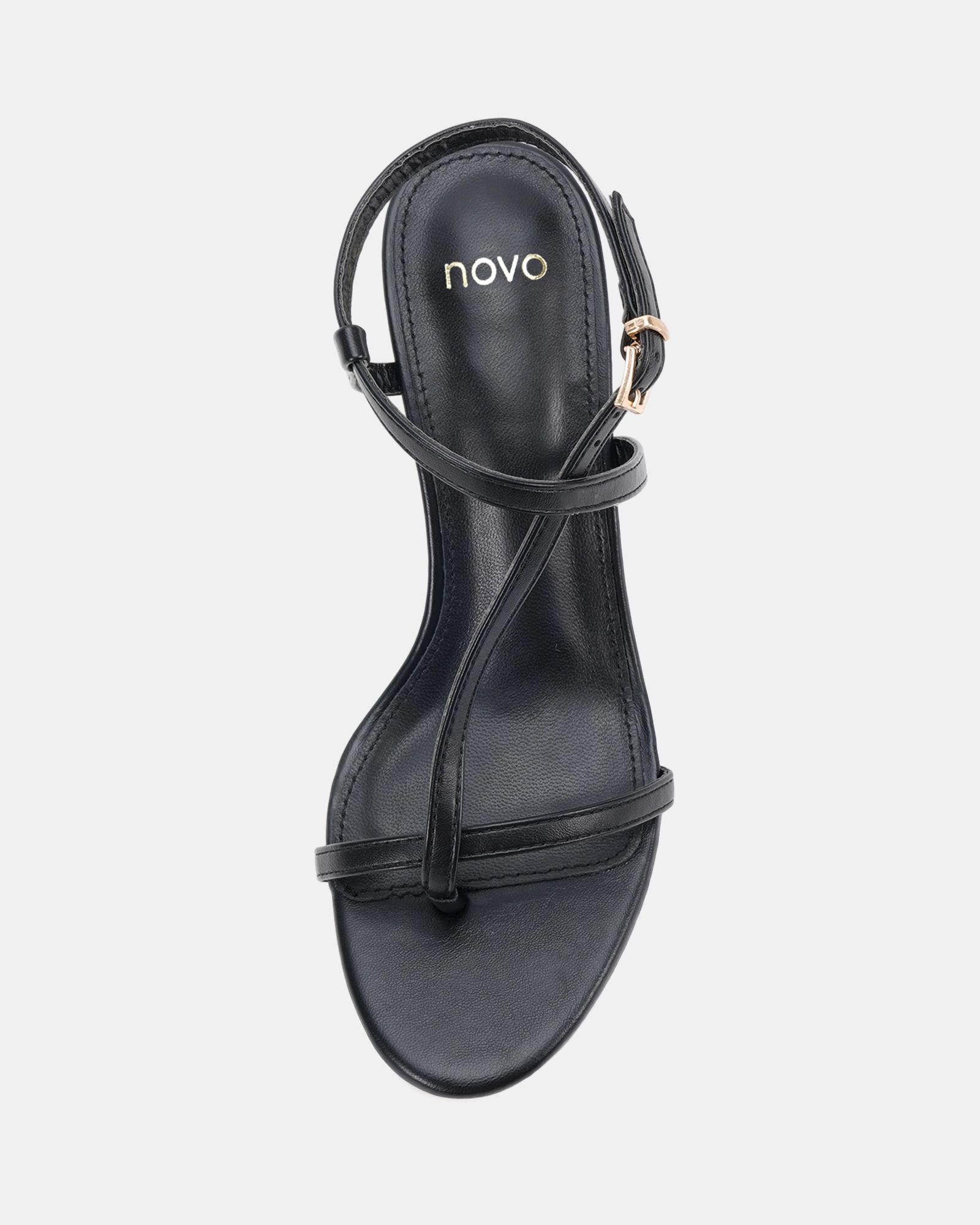 Rosselyn Black Mid Heel Strappy Stiletto Sandal