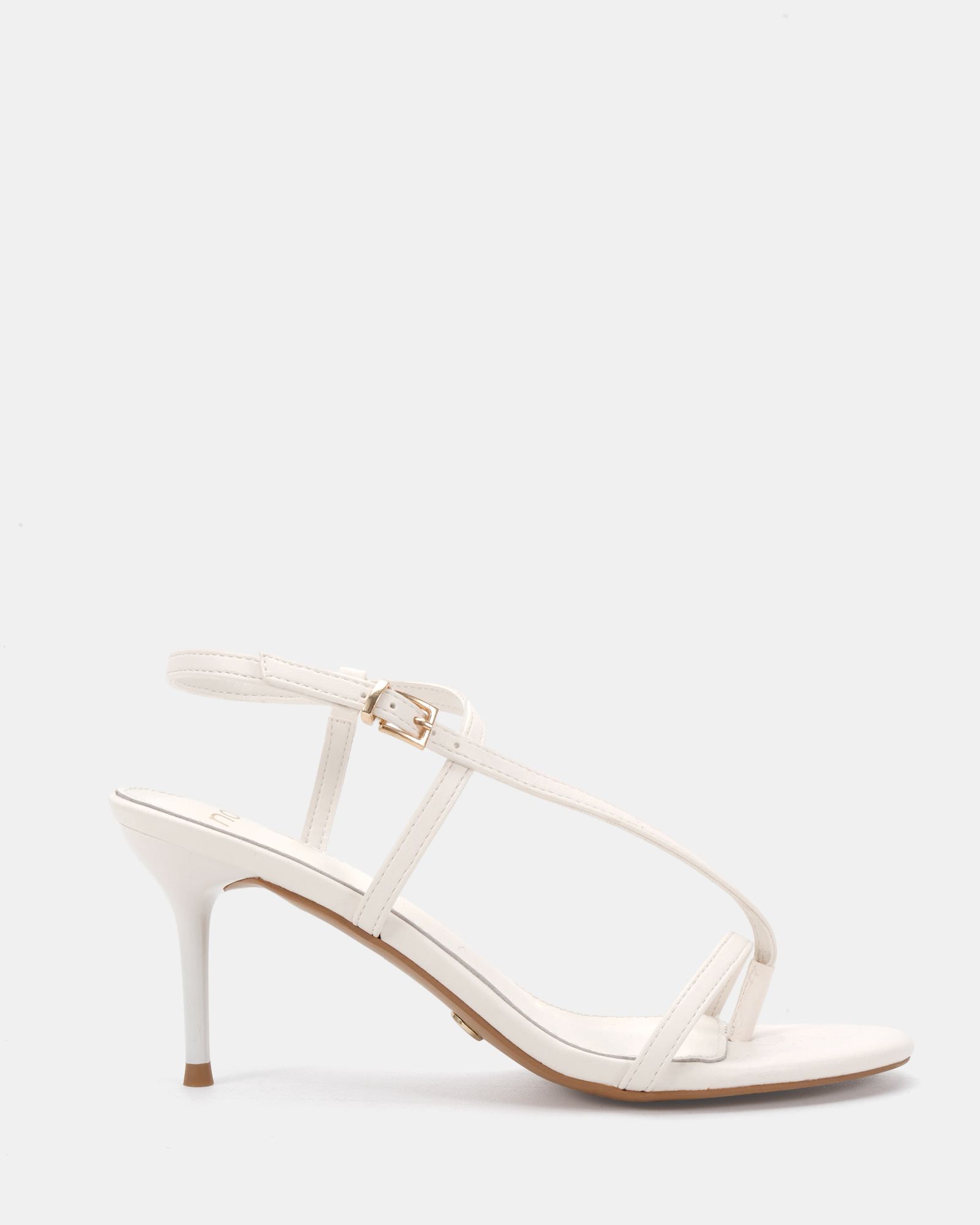Rosselyn Off White Mid Heel Strappy Stiletto Sandal
