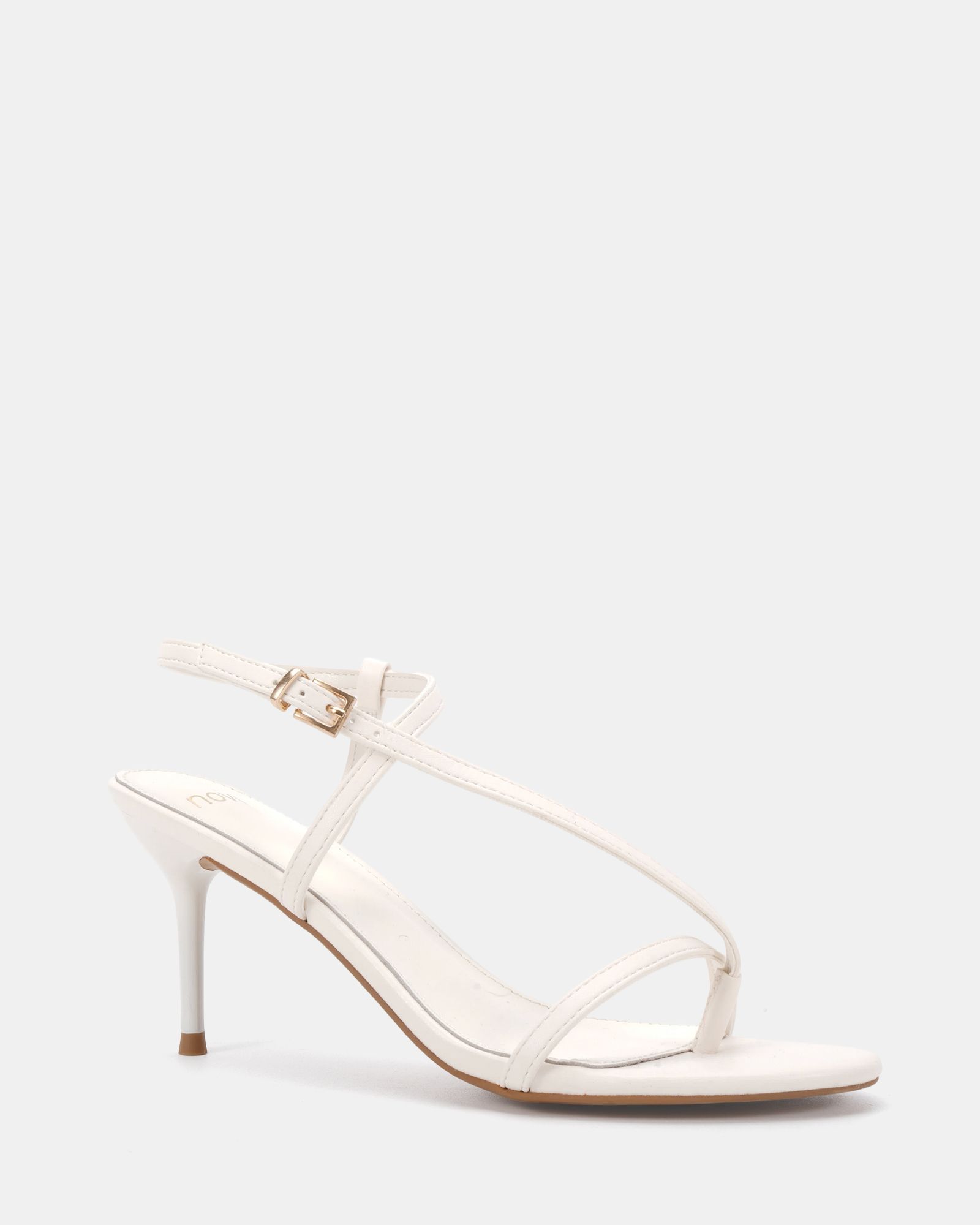 Rosselyn Off White Mid Heel Strappy Stiletto Sandal