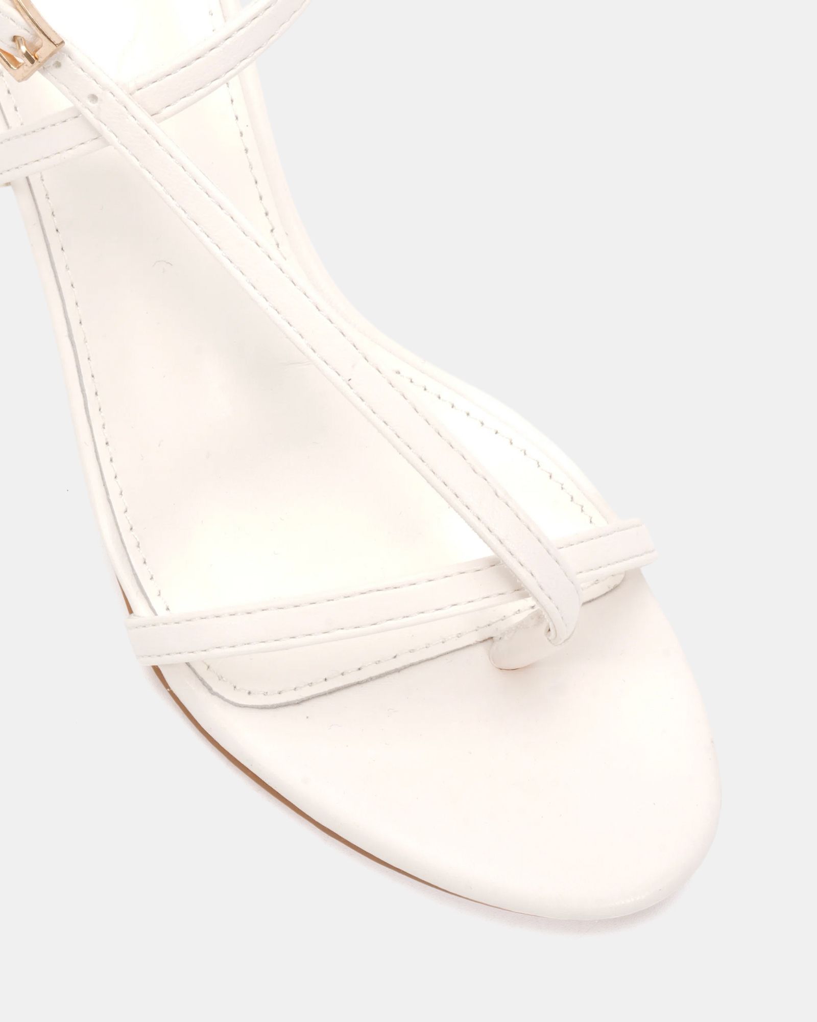 Rosselyn Off White Mid Heel Strappy Stiletto Sandal