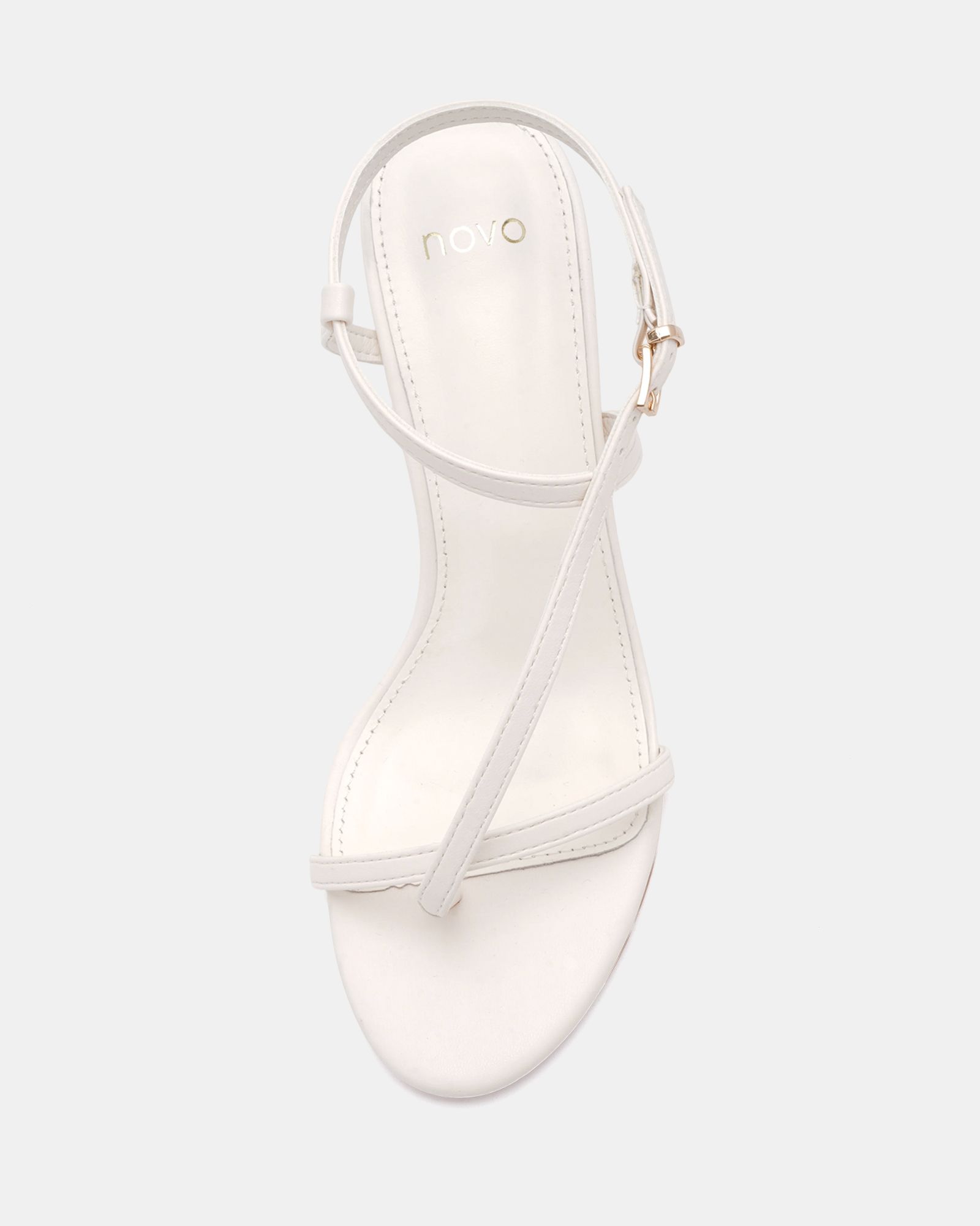 Rosselyn Off White Mid Heel Strappy Stiletto Sandal