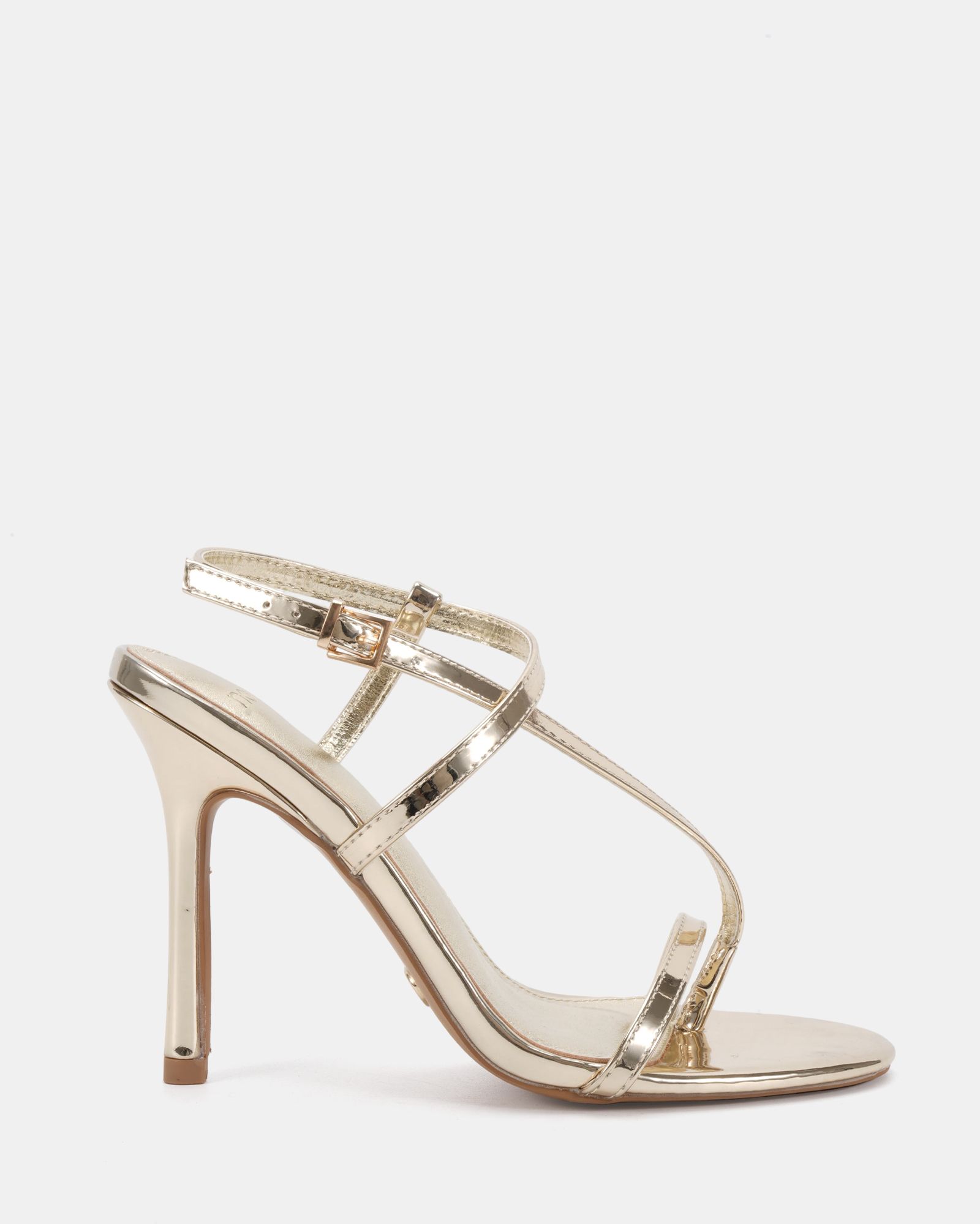 Rowan Gold High Heel Strappy Stiletto Sandal